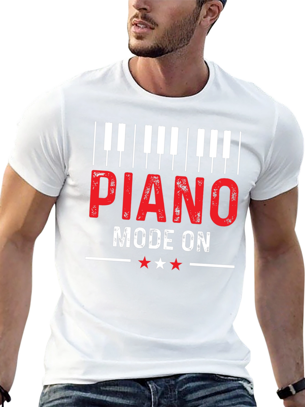Piano Mode On Graphic Tee - Music Lover Gift