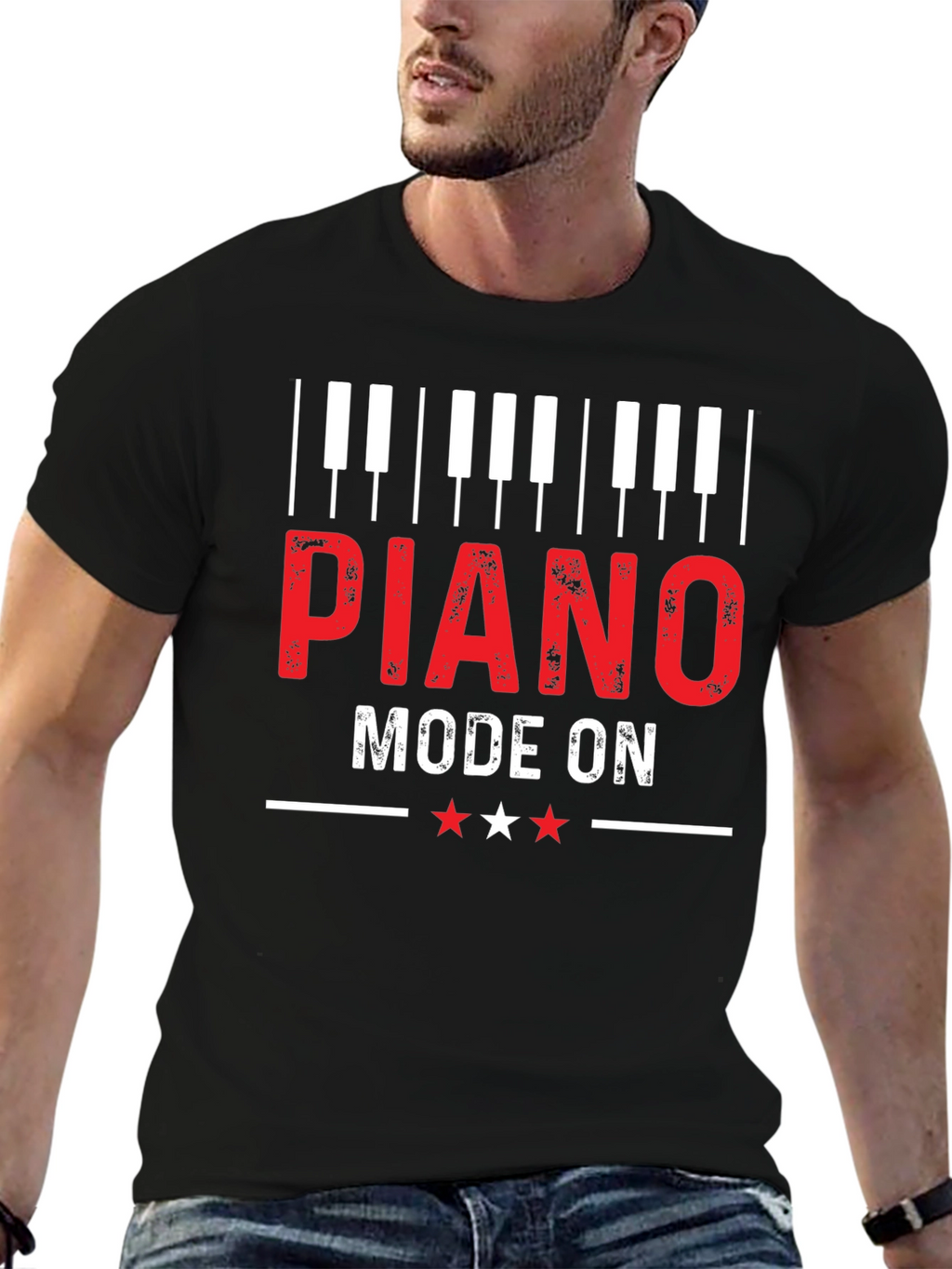 Piano Mode On Graphic Tee - Music Lover Gift