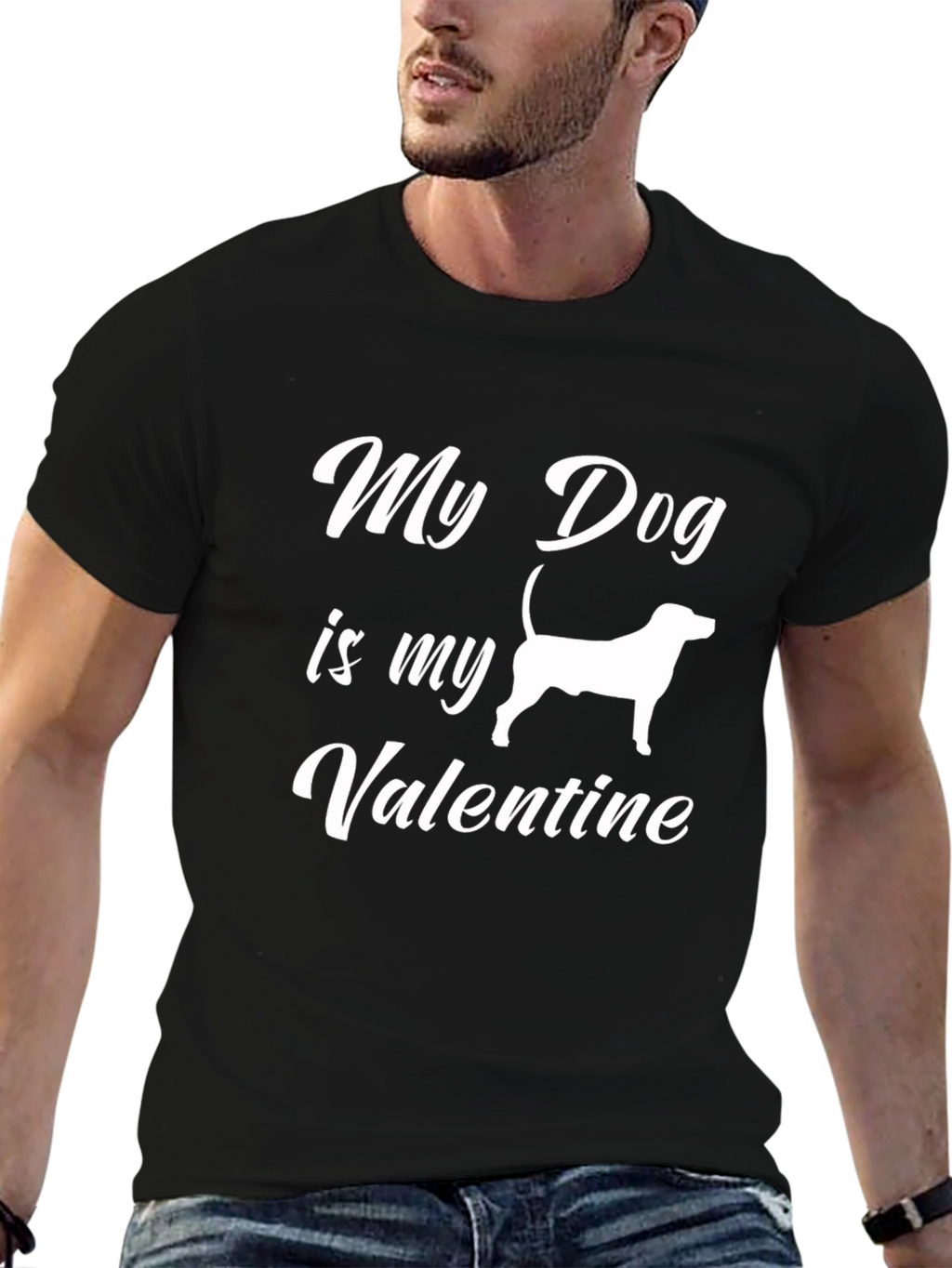 My Dog is My Valentine Black T-Shirt