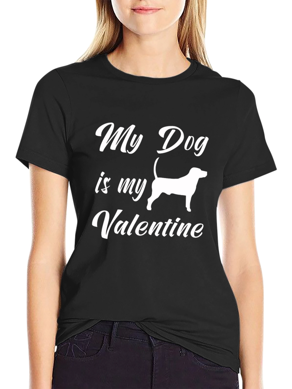 My Dog is My Valentine Black T-Shirt