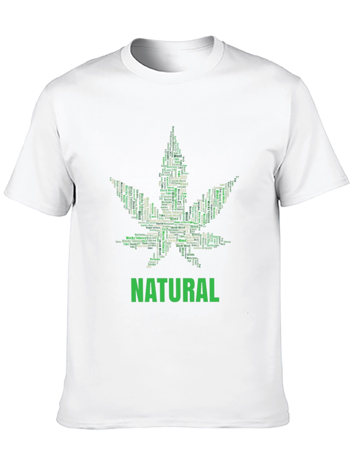 Natural Cannabis Leaf Word Art Graphic T-Shirt