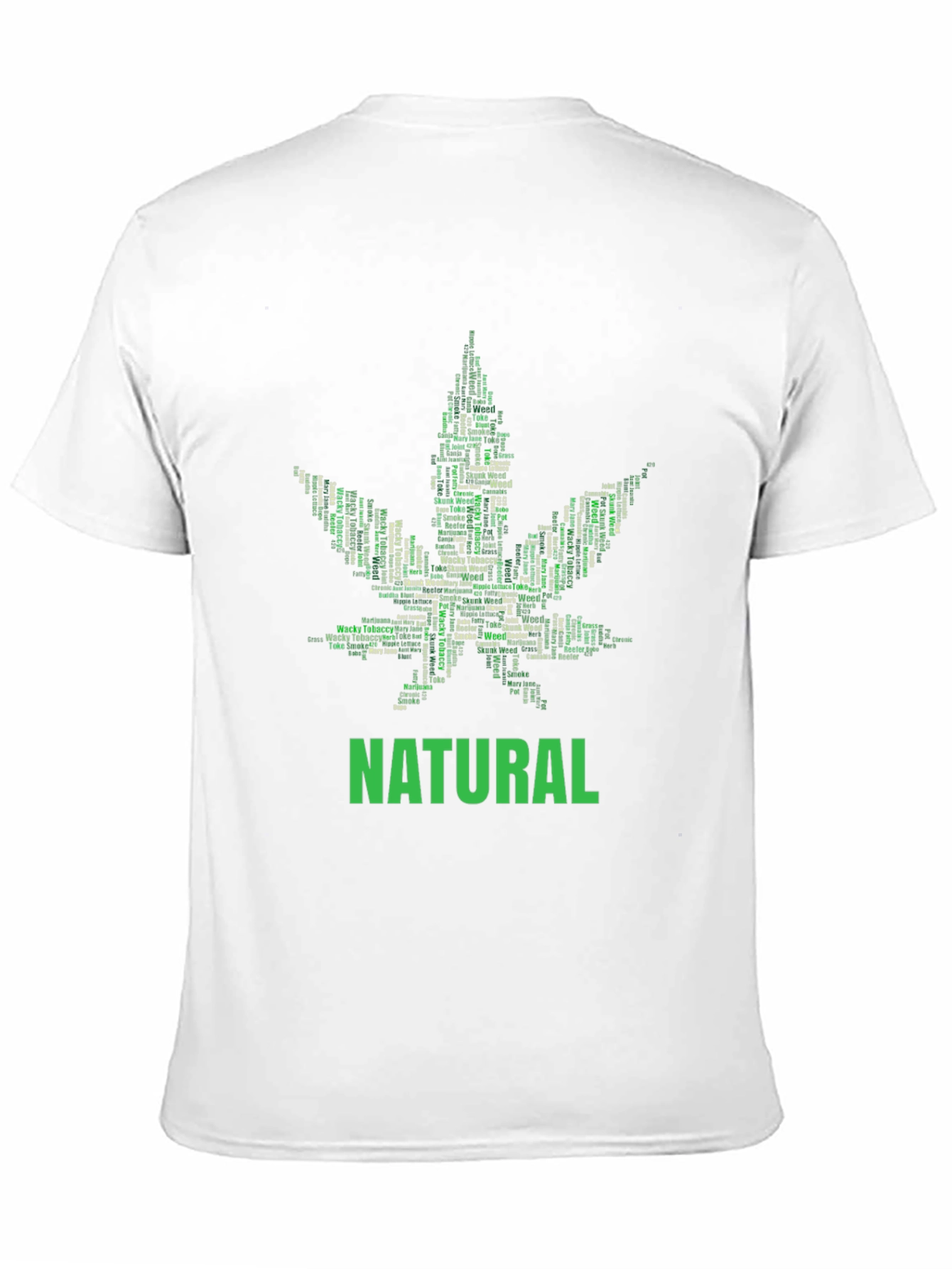 Natural Cannabis Leaf Word Art Graphic T-Shirt