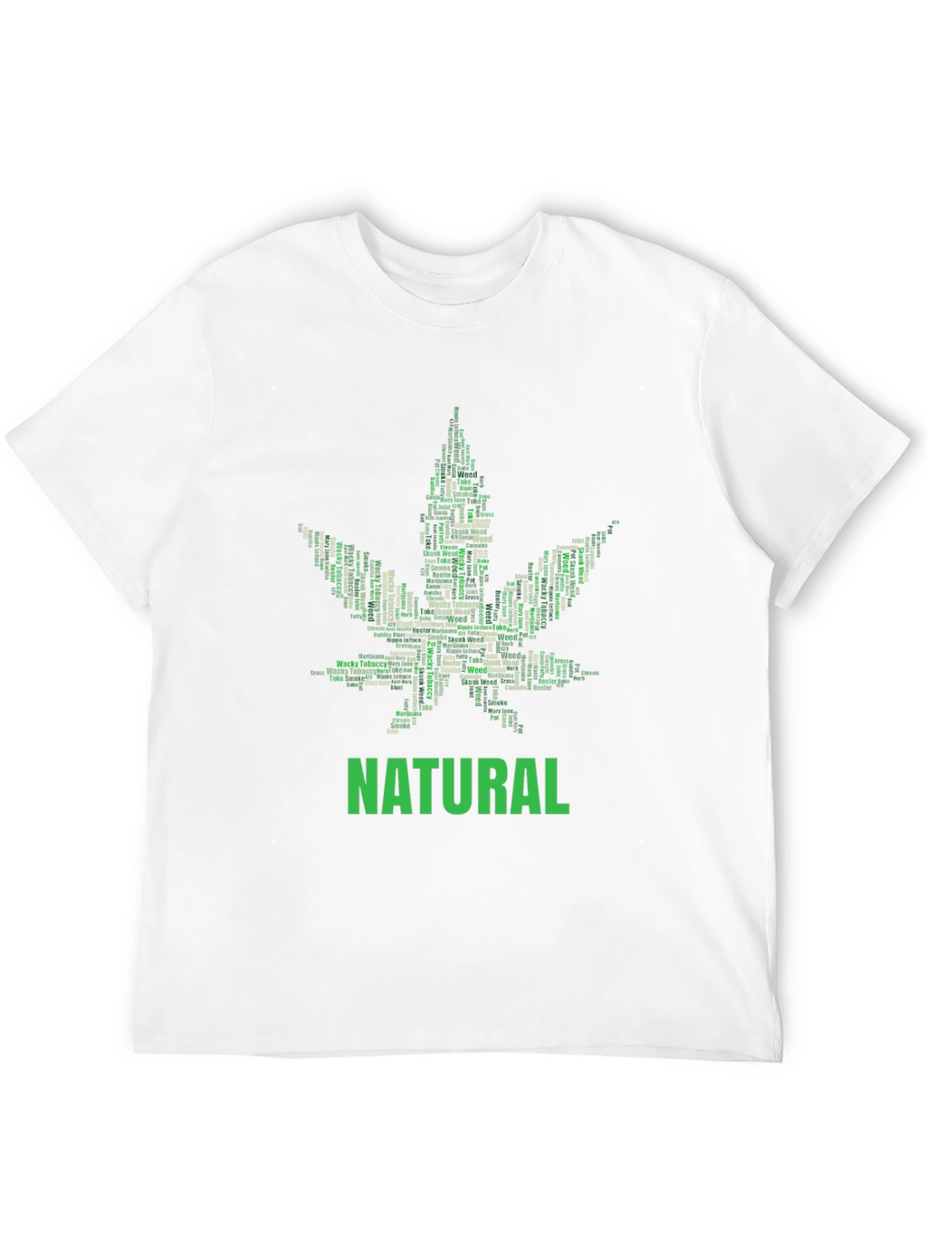 Natural Cannabis Leaf Word Art Graphic T-Shirt