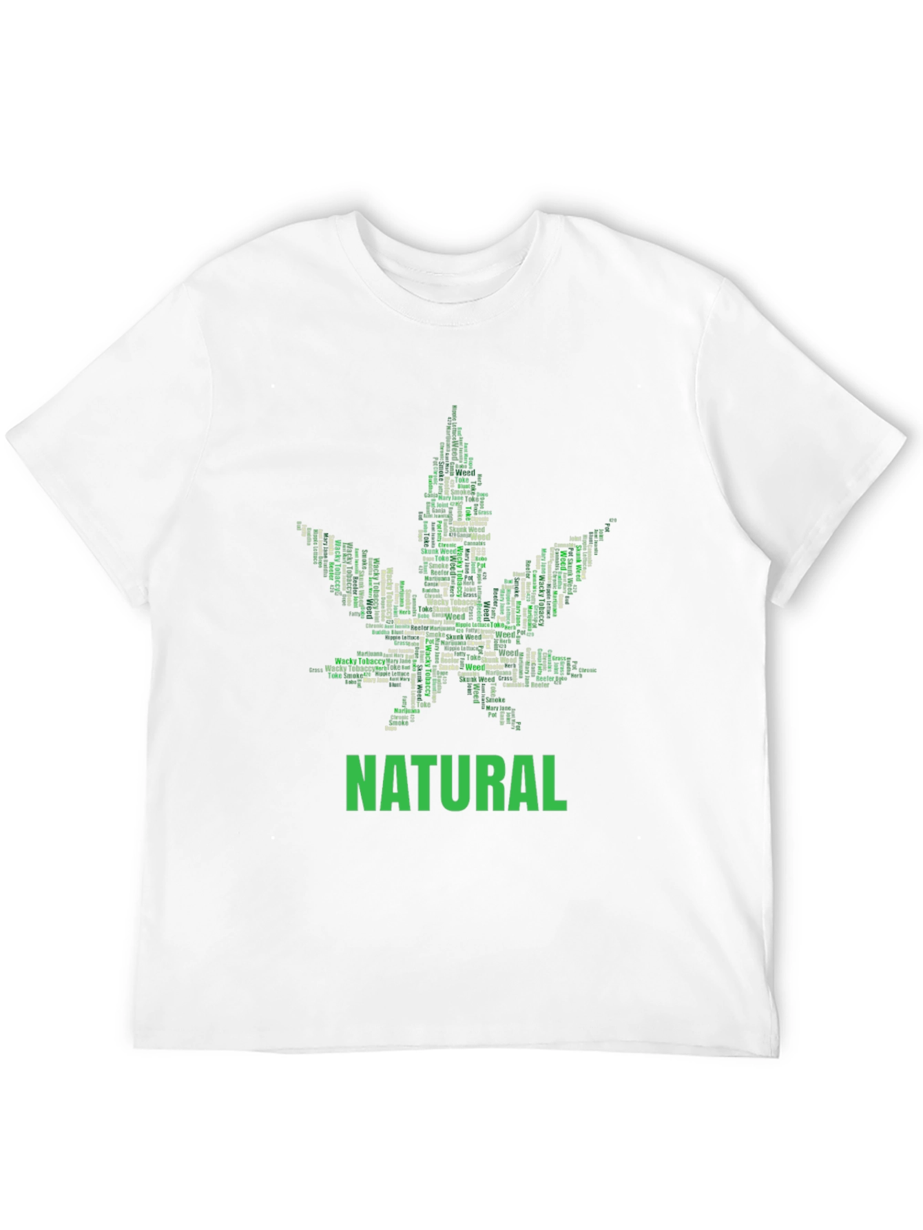 Natural Cannabis Leaf Word Art Graphic T-Shirt