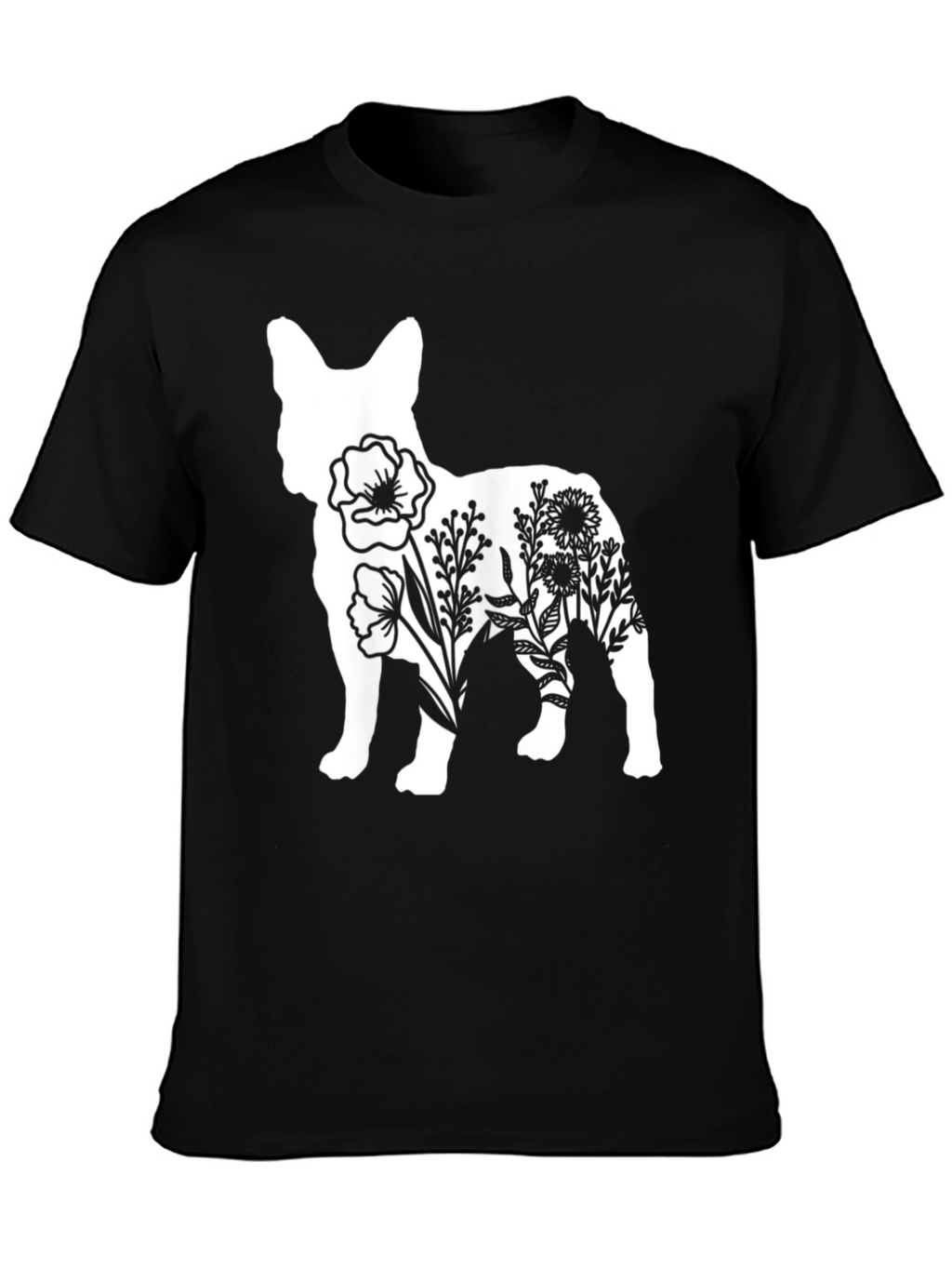 Floral Dog Graphic Tee - Stylish Casual Wear