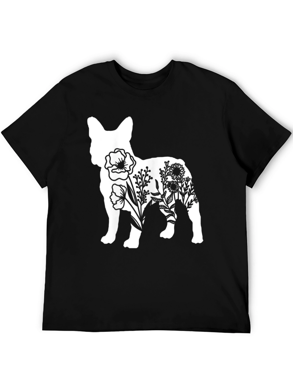 Floral Dog Graphic Tee - Stylish Casual Wear