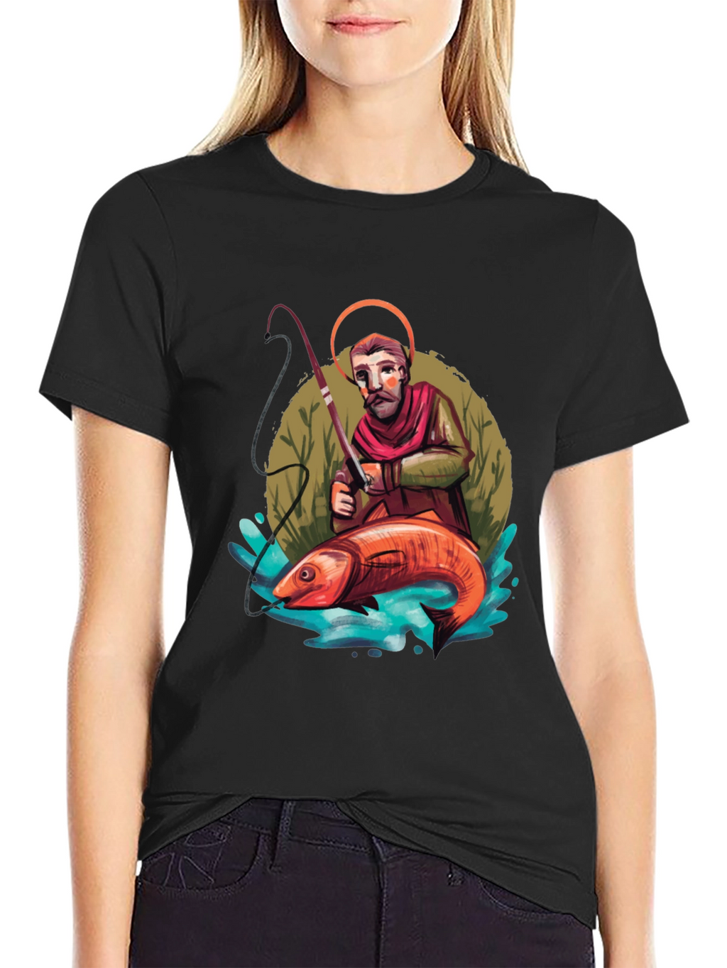 Saint Peter Fishing Graphic Tee - Black