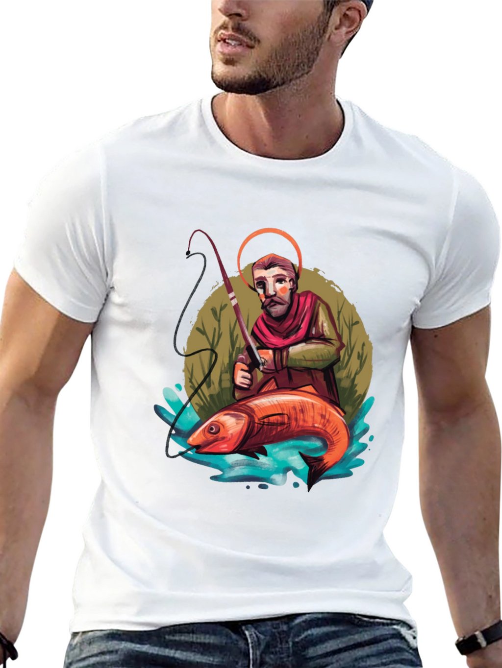 Saint Peter Fishing Graphic Tee - Black