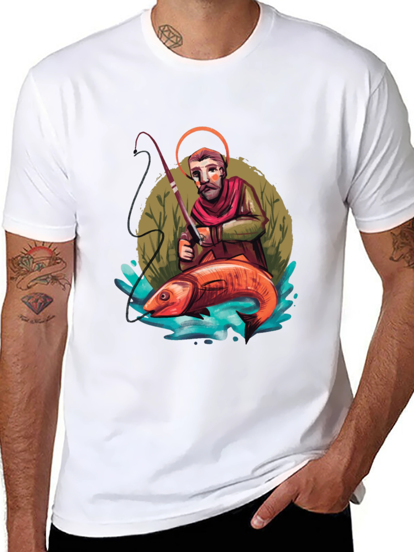 Saint Peter Fishing Graphic Tee - Black