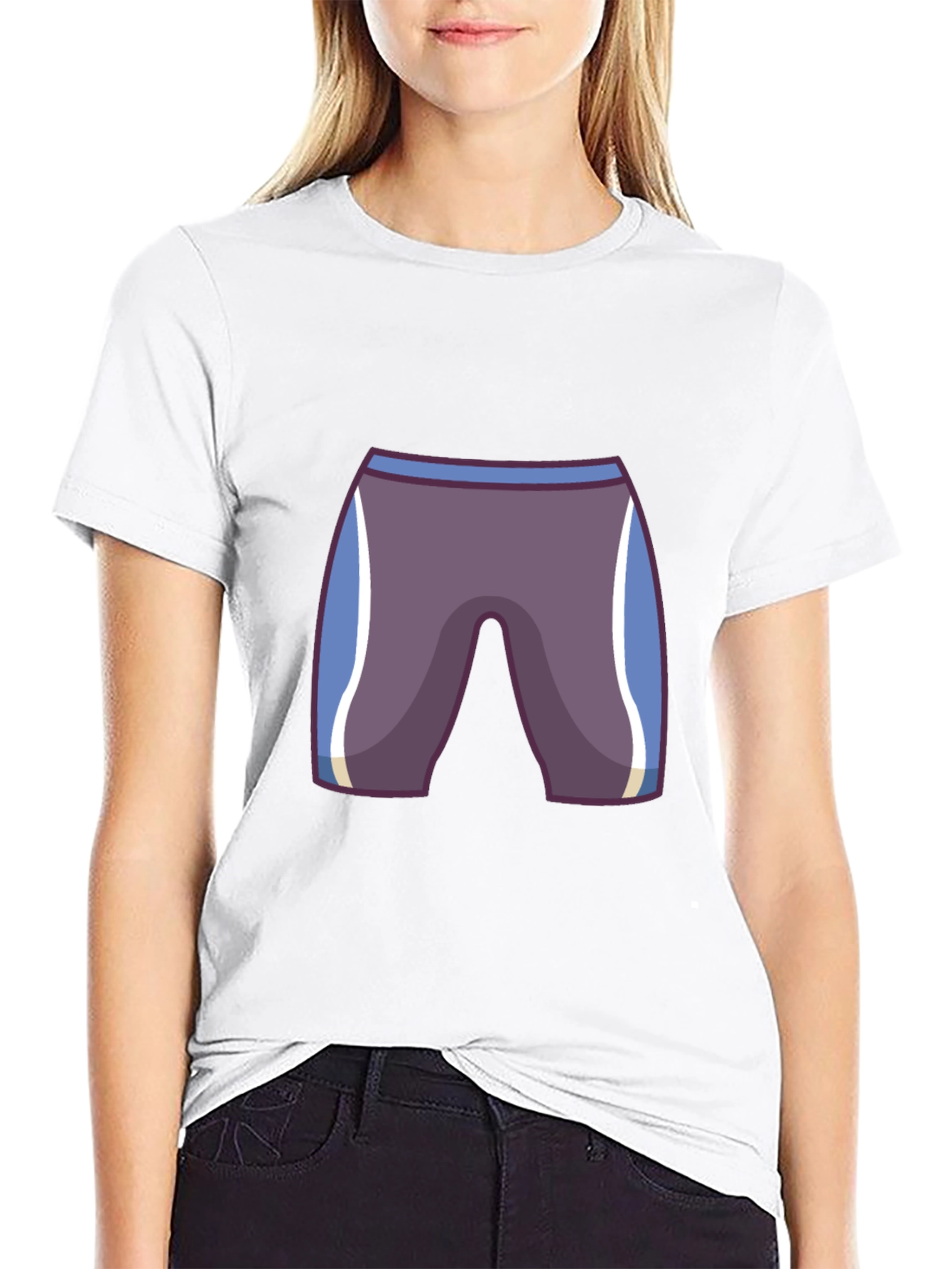 Mens Black T-Shirt with Cartoon Swim Briefs