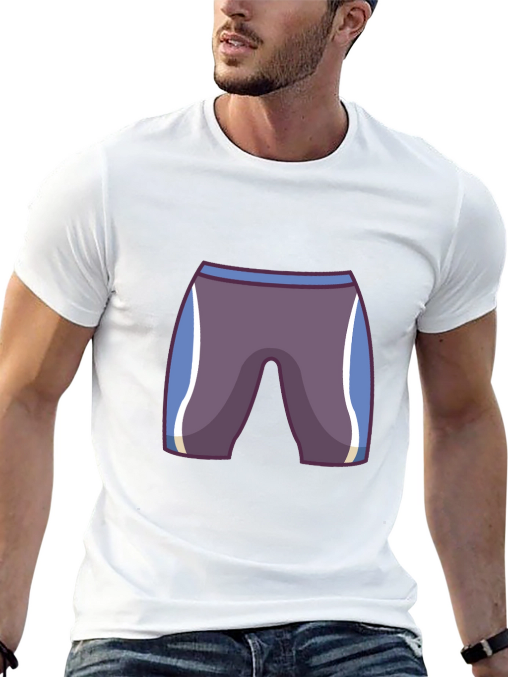 Mens Black T-Shirt with Cartoon Swim Briefs