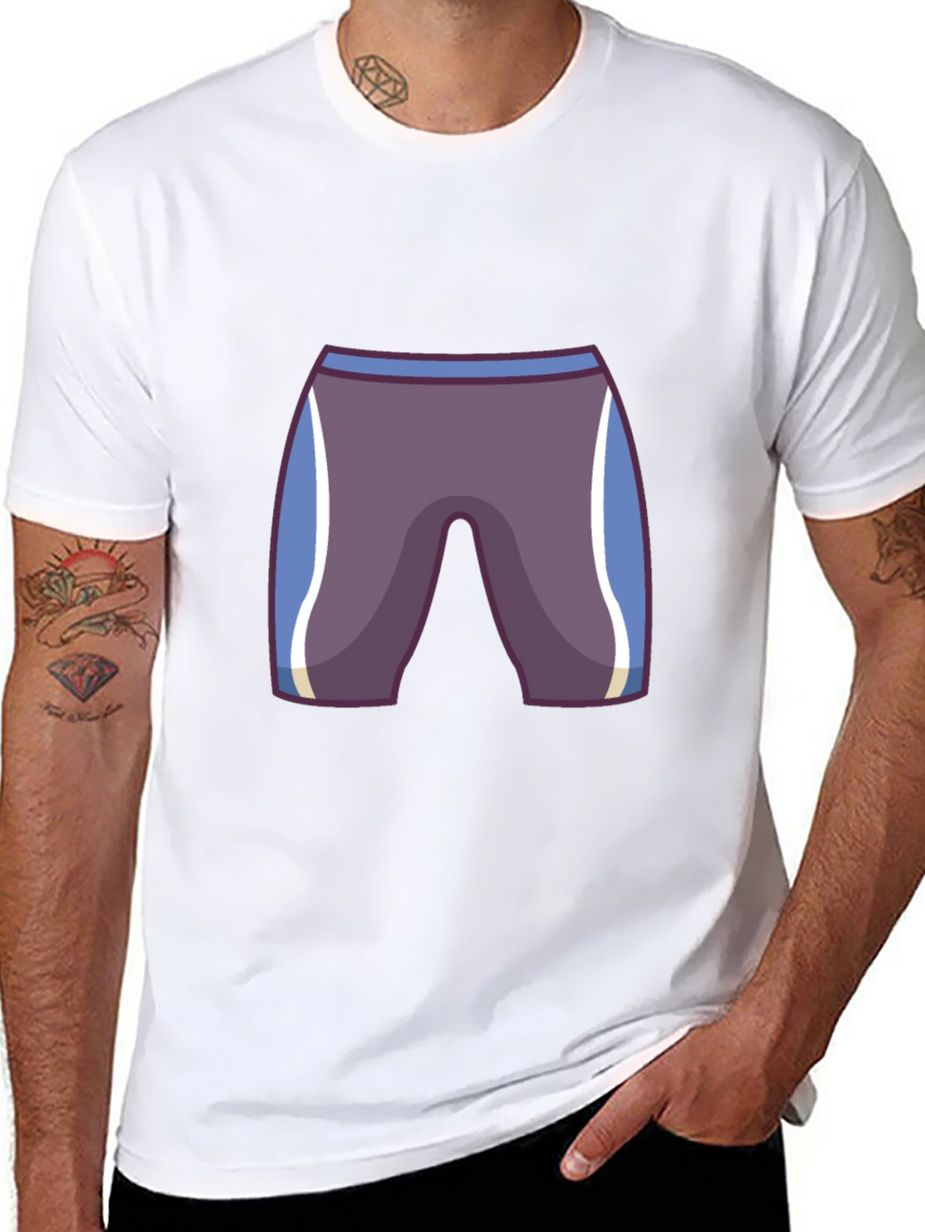 Mens Black T-Shirt with Cartoon Swim Briefs