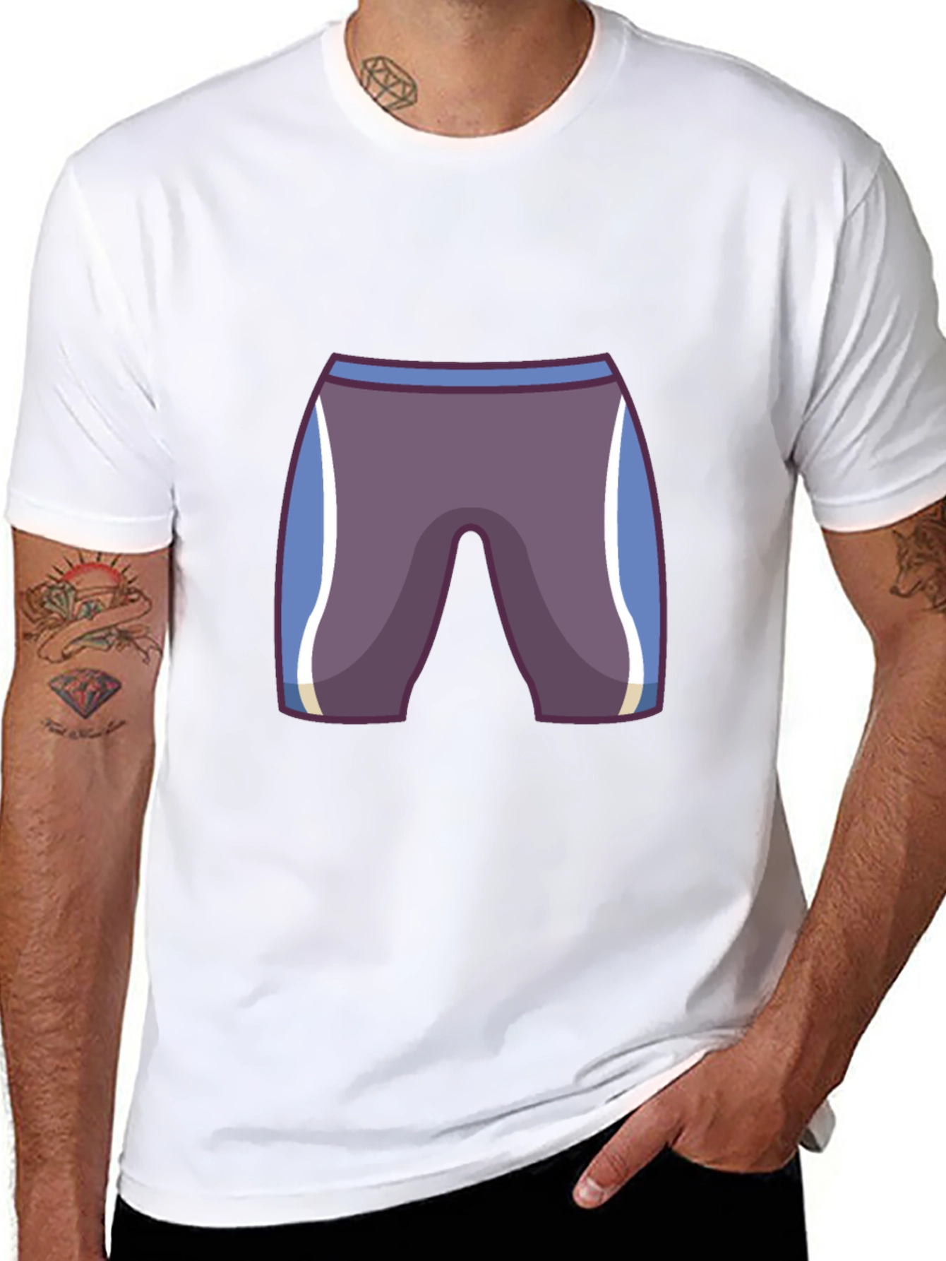 Mens Black T-Shirt with Cartoon Swim Briefs