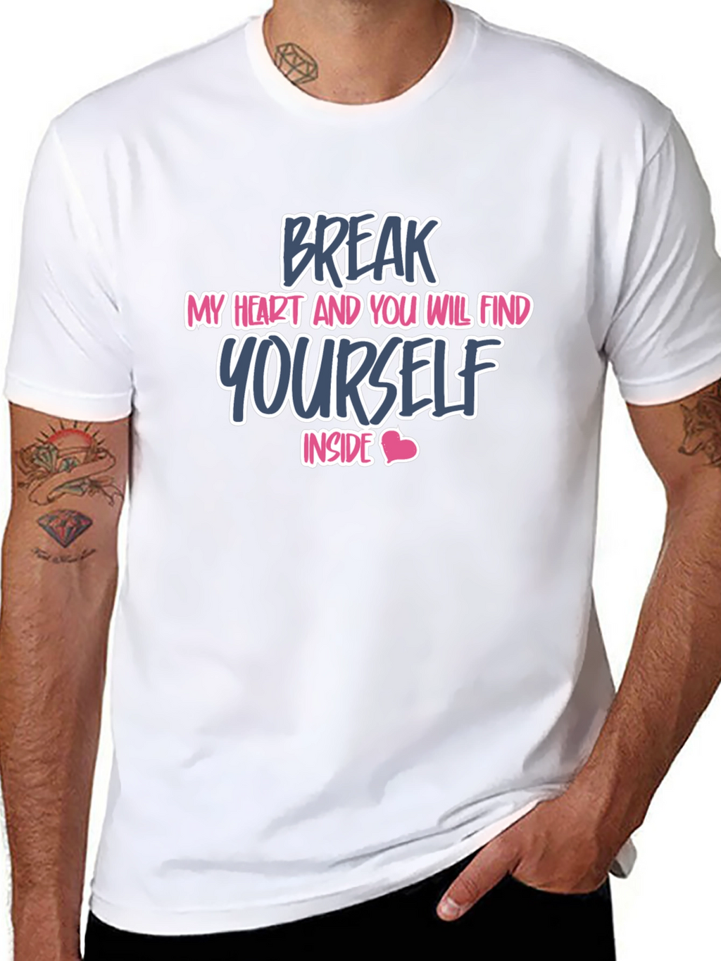 Break My Heart Mens Black Graphic Tee