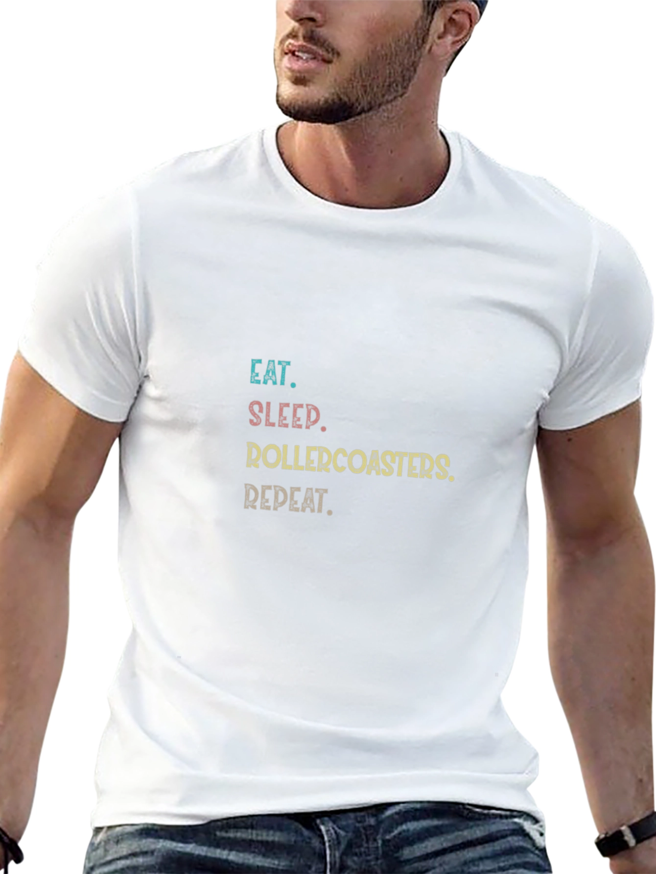 Eat Sleep Rollercoasters Repeat Graphic Tee