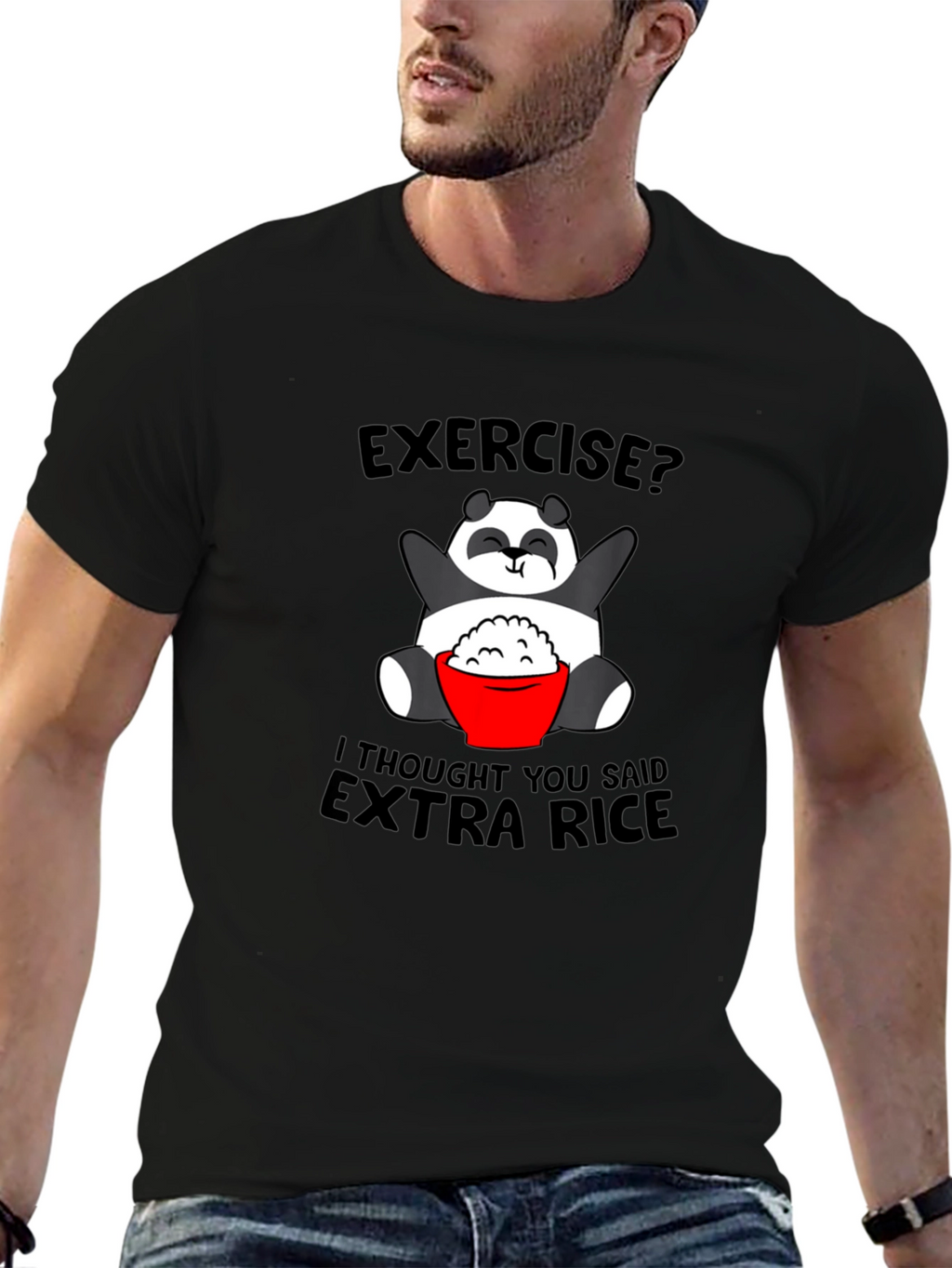 Funny Panda Extra Rice Graphic T-Shirt