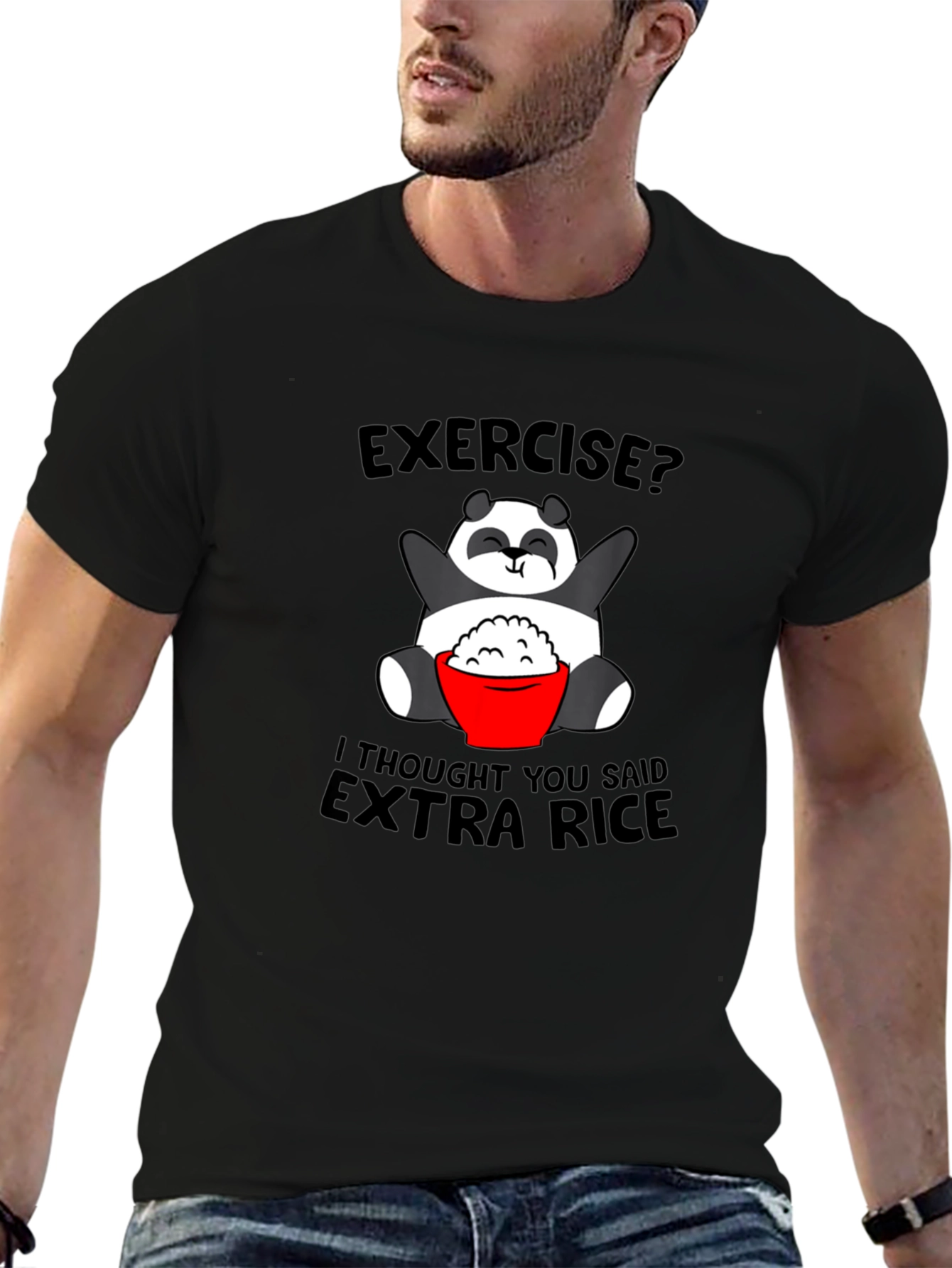 Funny Panda Extra Rice Graphic T-Shirt