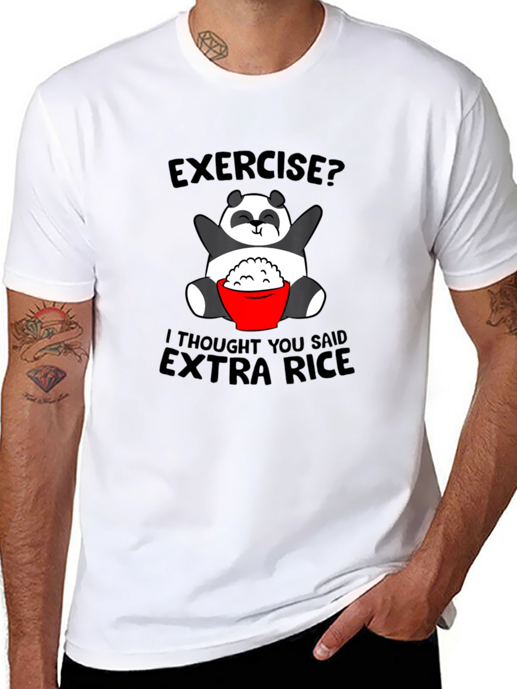 Funny Panda Extra Rice Graphic T-Shirt