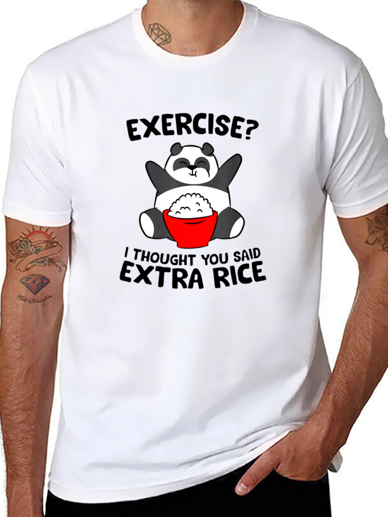 Funny Panda Extra Rice Graphic T-Shirt