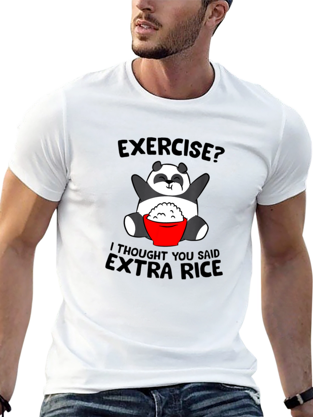 Funny Panda Extra Rice Graphic T-Shirt