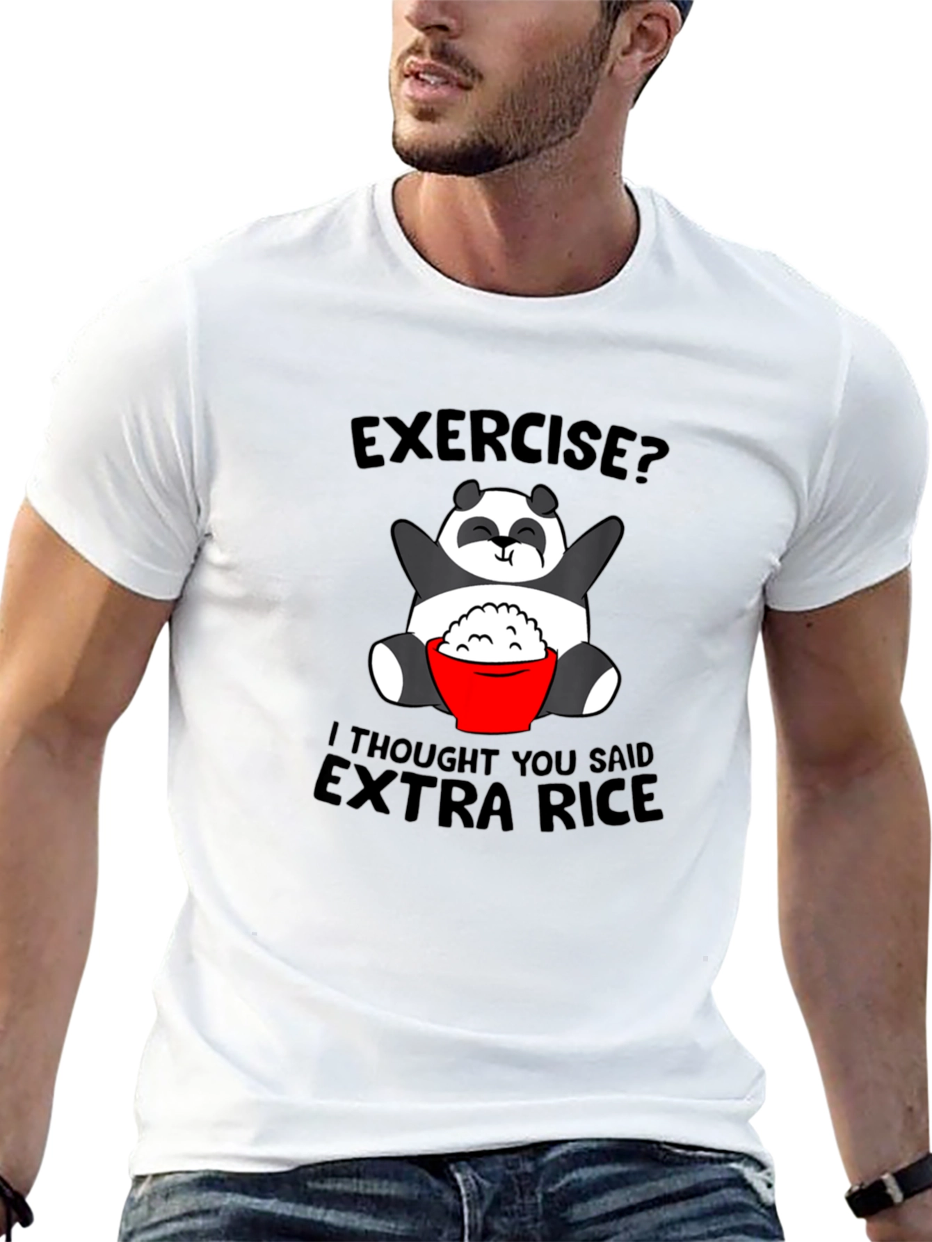 Funny Panda Extra Rice Graphic T-Shirt