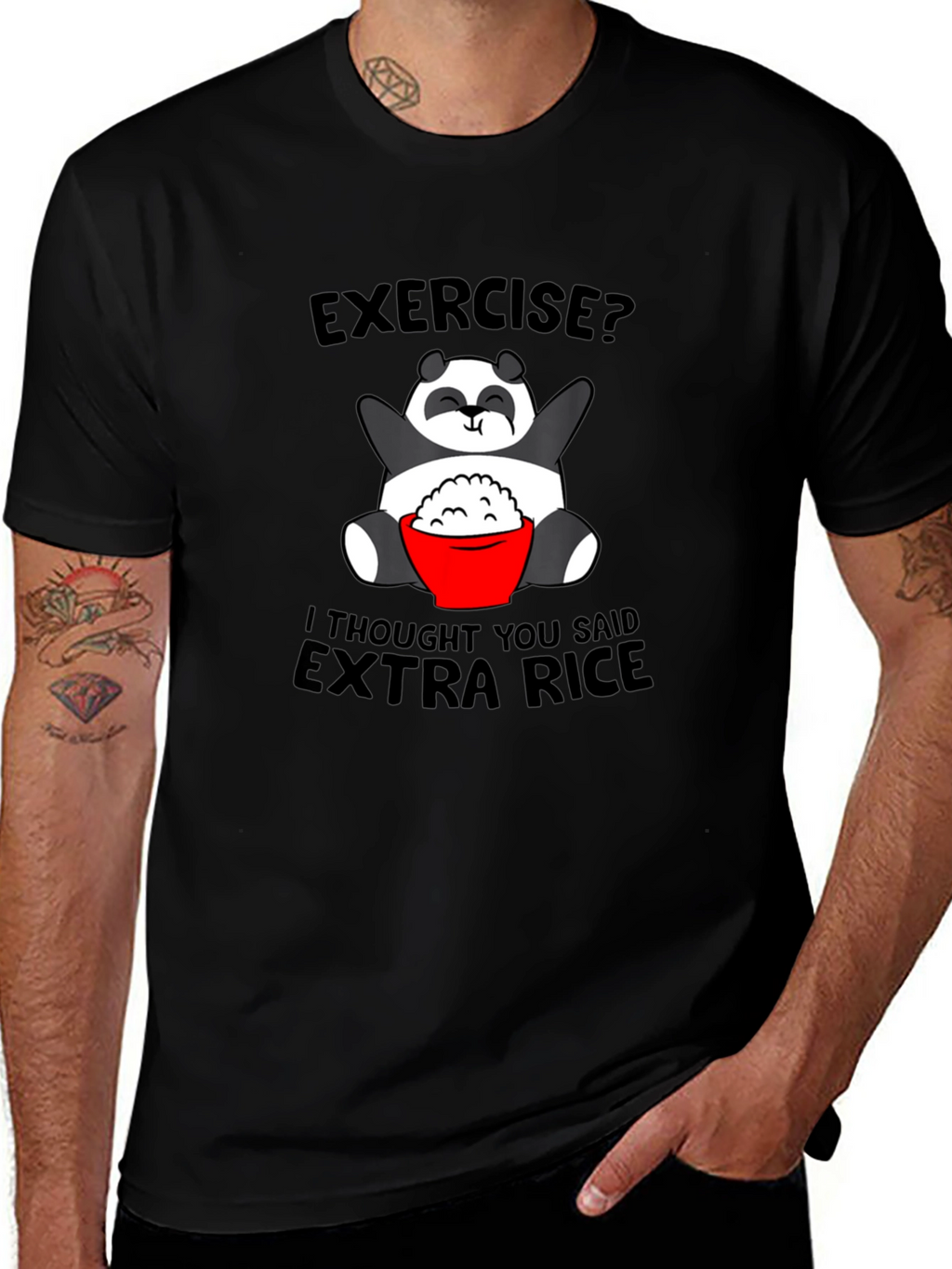 Funny Panda Extra Rice Graphic T-Shirt