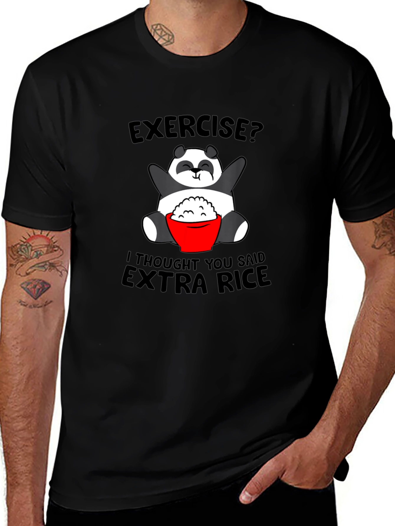 Funny Panda Extra Rice Graphic T-Shirt