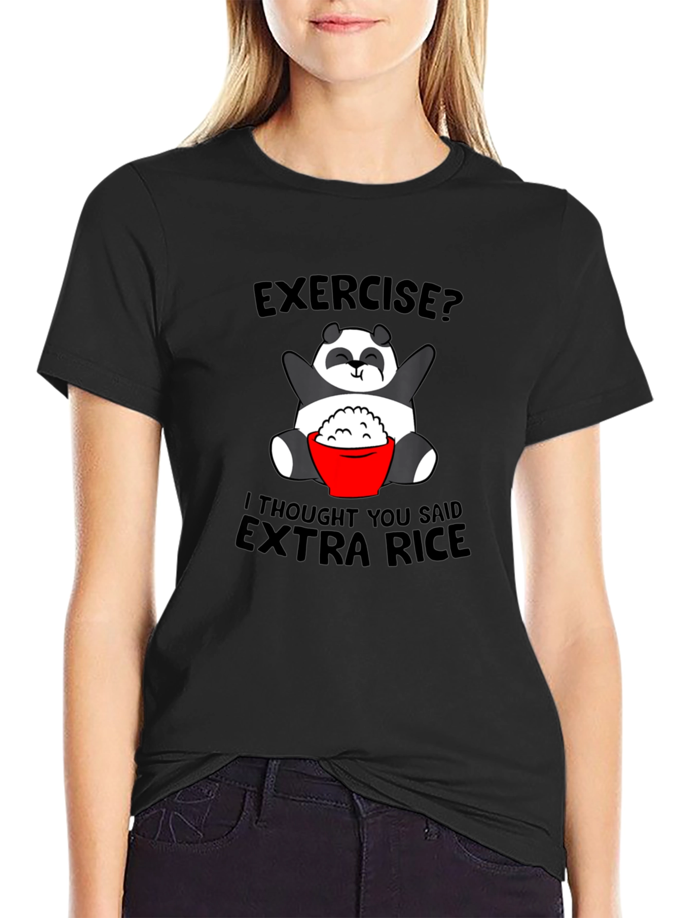 Funny Panda Extra Rice Graphic T-Shirt