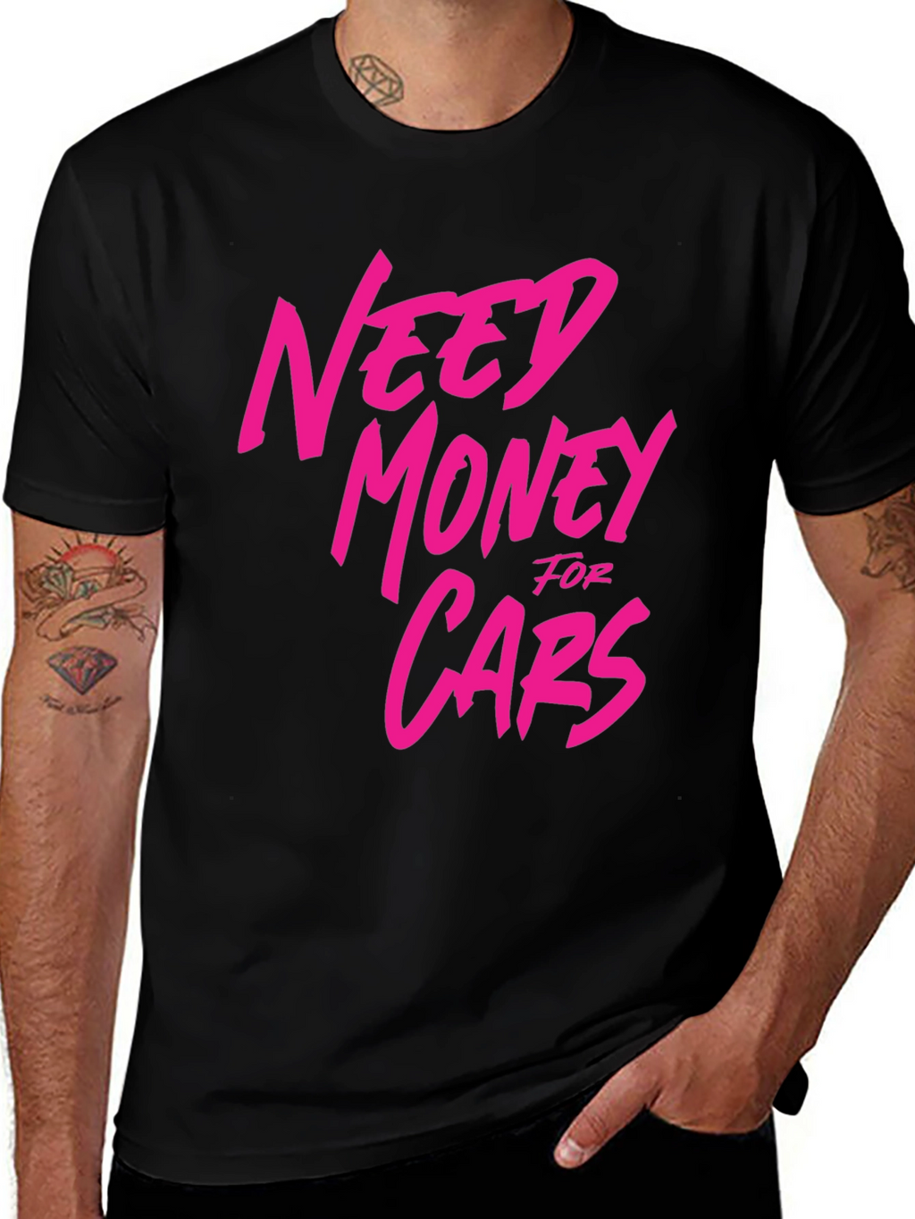 Need Money For Cars Graphic T-Shirt - Black