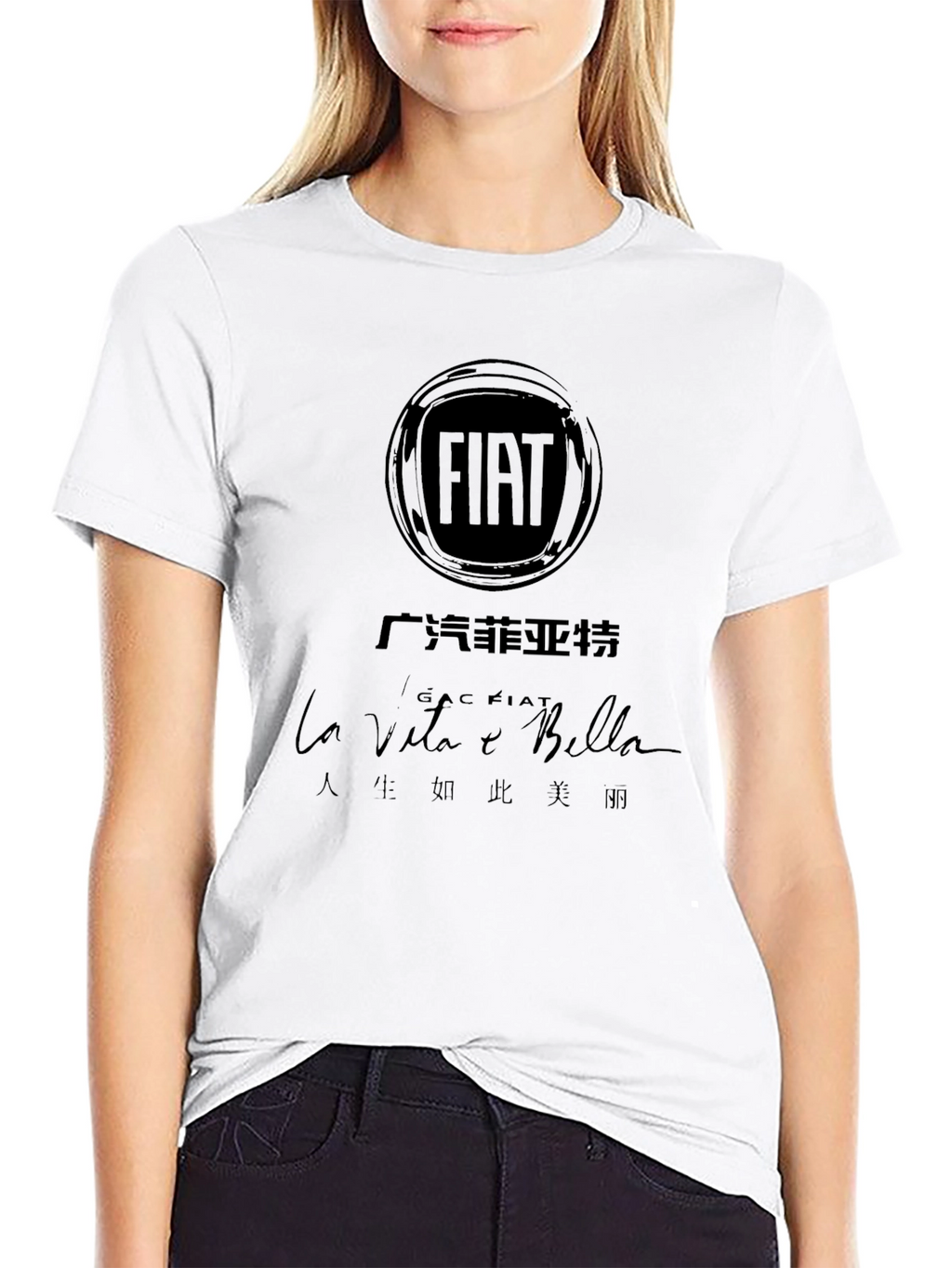 FIAT La Vita e Bella Black Graphic Tee