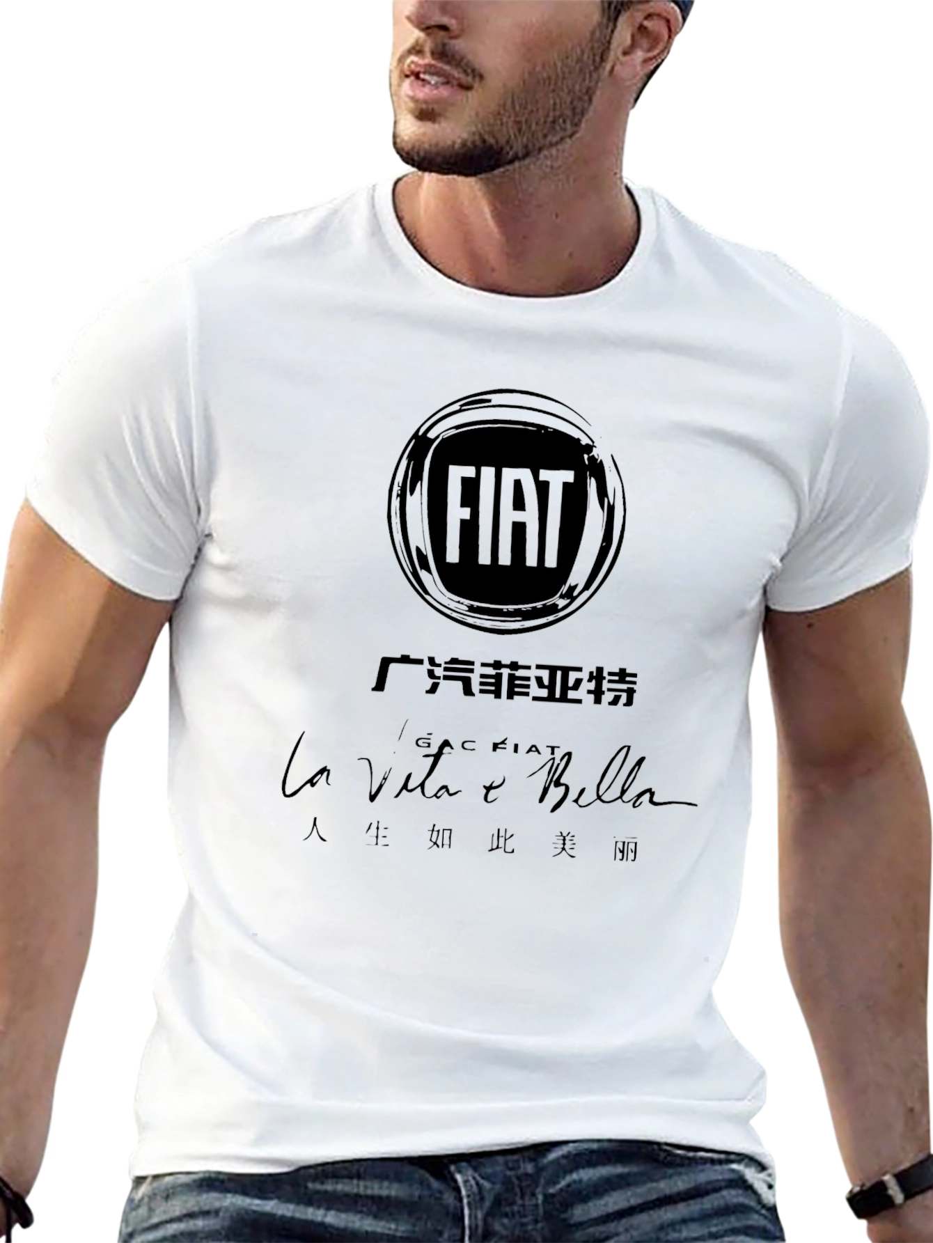 FIAT La Vita e Bella Black Graphic Tee