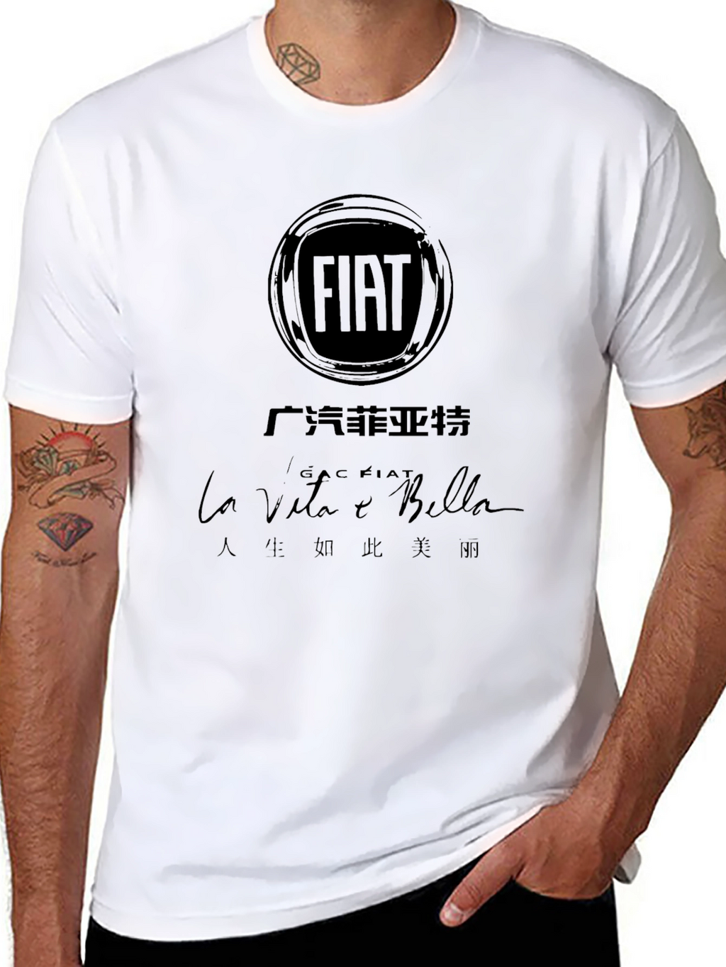 FIAT La Vita e Bella Black Graphic Tee
