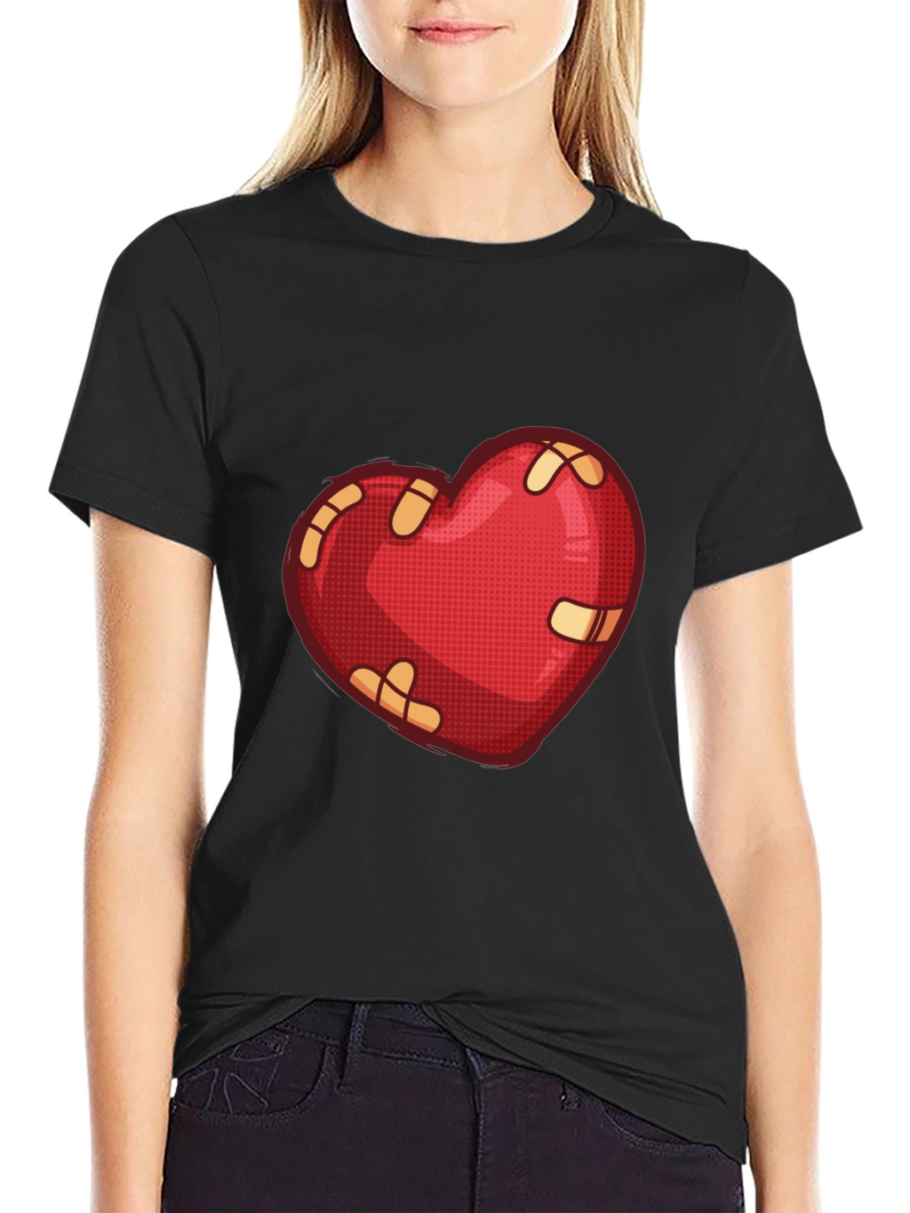 Mended Heart Graphic Tee - Black Casual T-Shirt