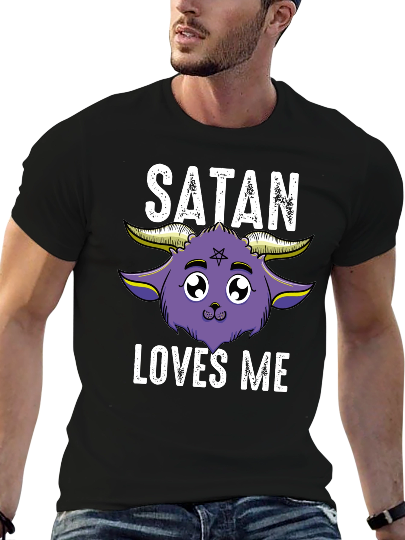 Satan Loves Me T-Shirt - Cute Kawaii Goat Design