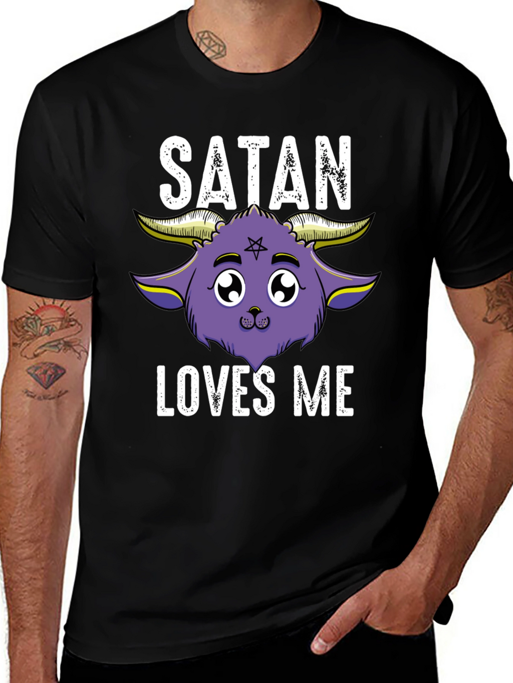 Satan Loves Me T-Shirt - Cute Kawaii Goat Design