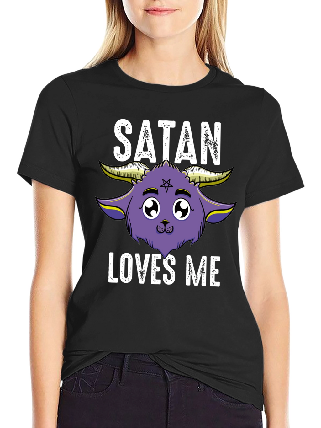 Satan Loves Me T-Shirt - Cute Kawaii Goat Design