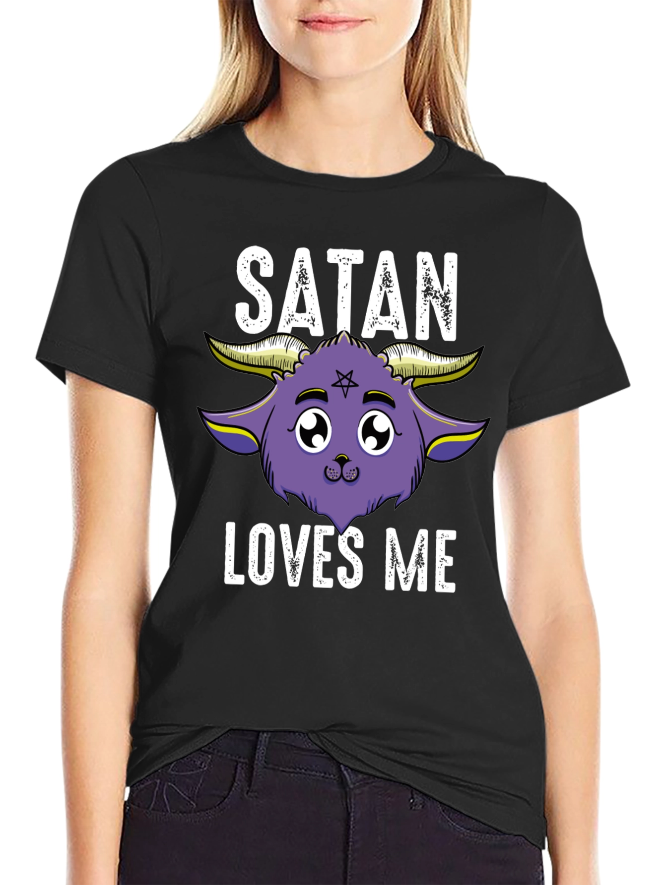 Satan Loves Me T-Shirt - Cute Kawaii Goat Design