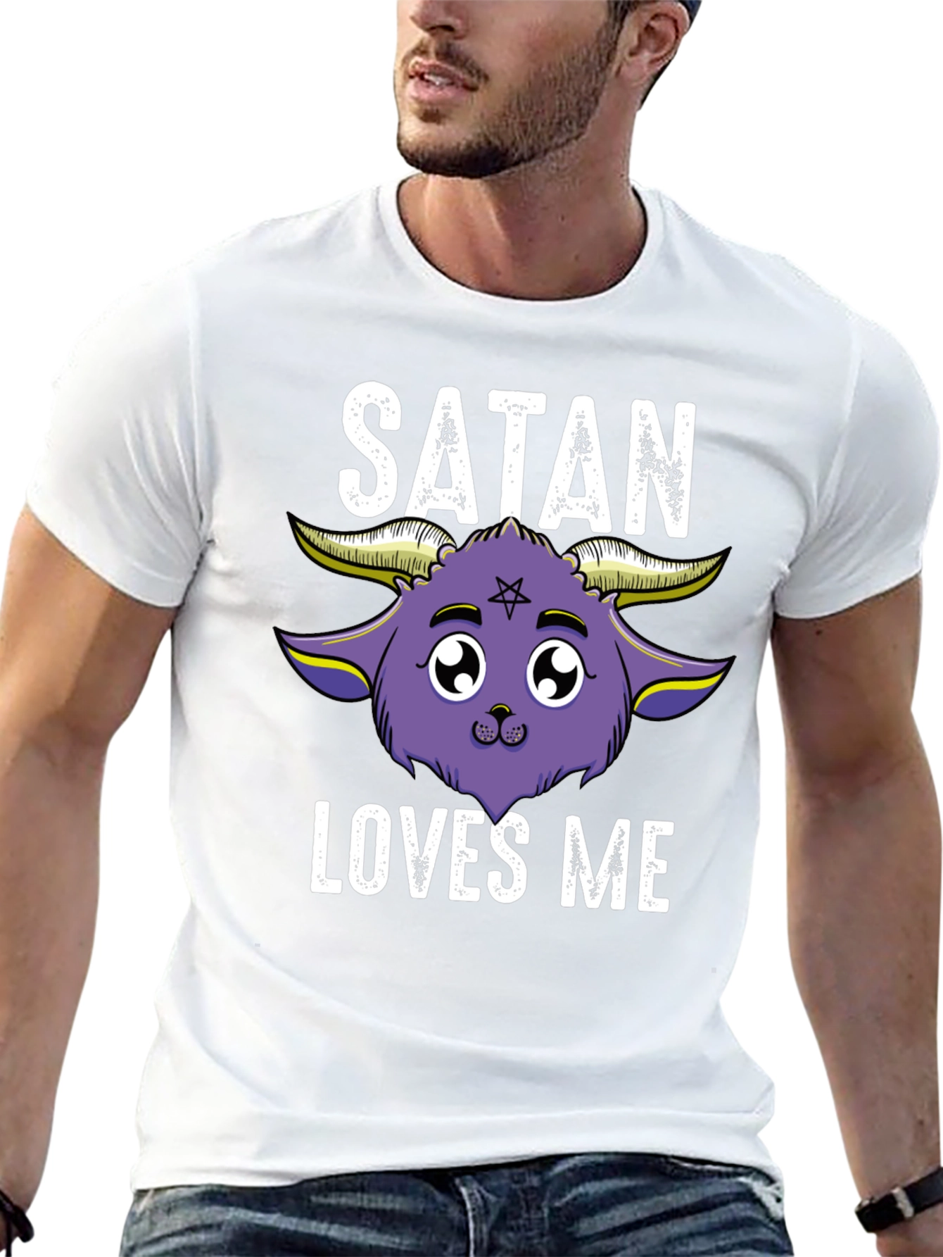 Satan Loves Me T-Shirt - Cute Kawaii Goat Design