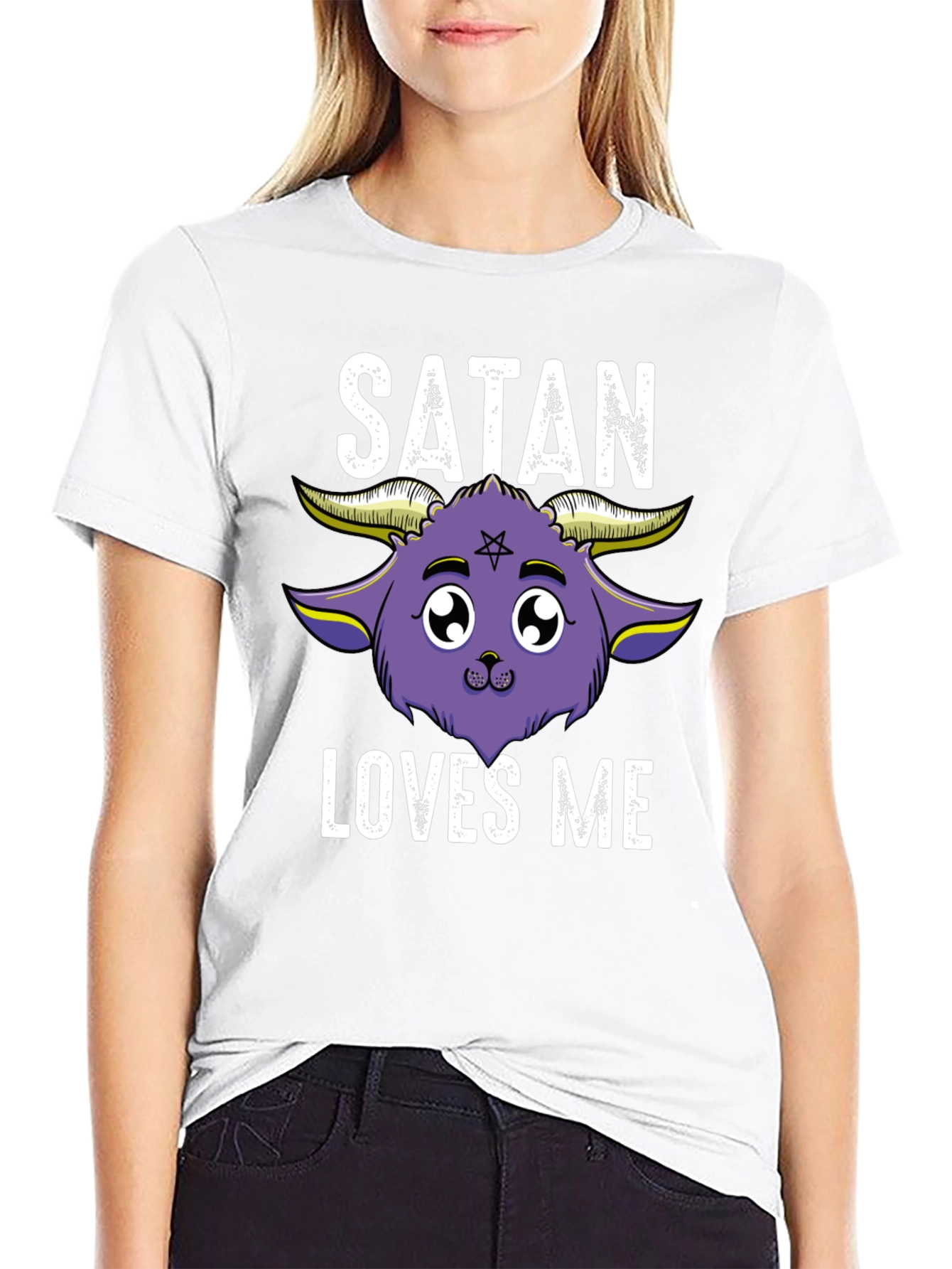 Satan Loves Me T-Shirt - Cute Kawaii Goat Design