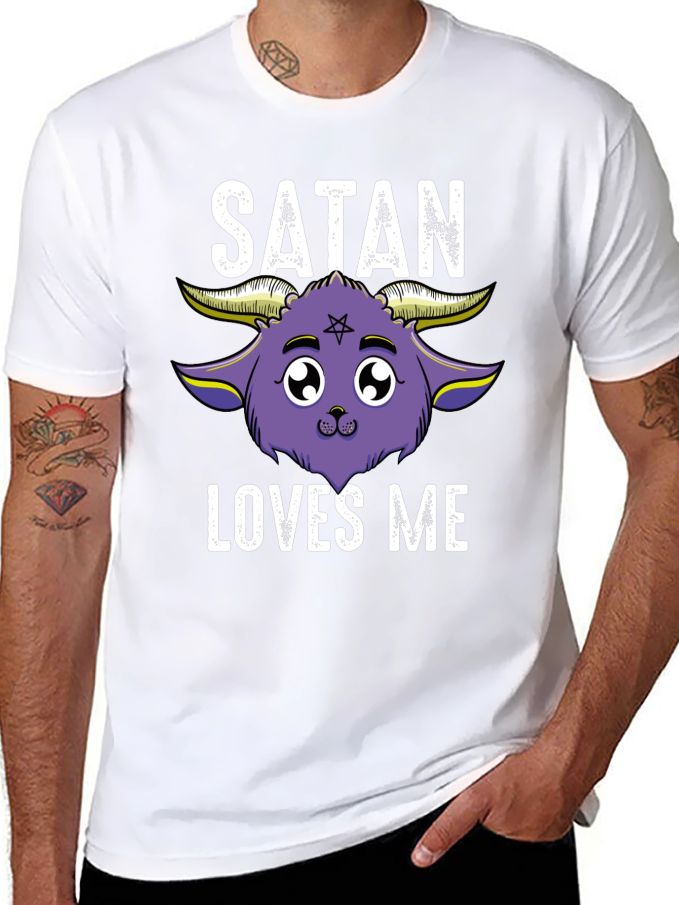 Satan Loves Me T-Shirt - Cute Kawaii Goat Design