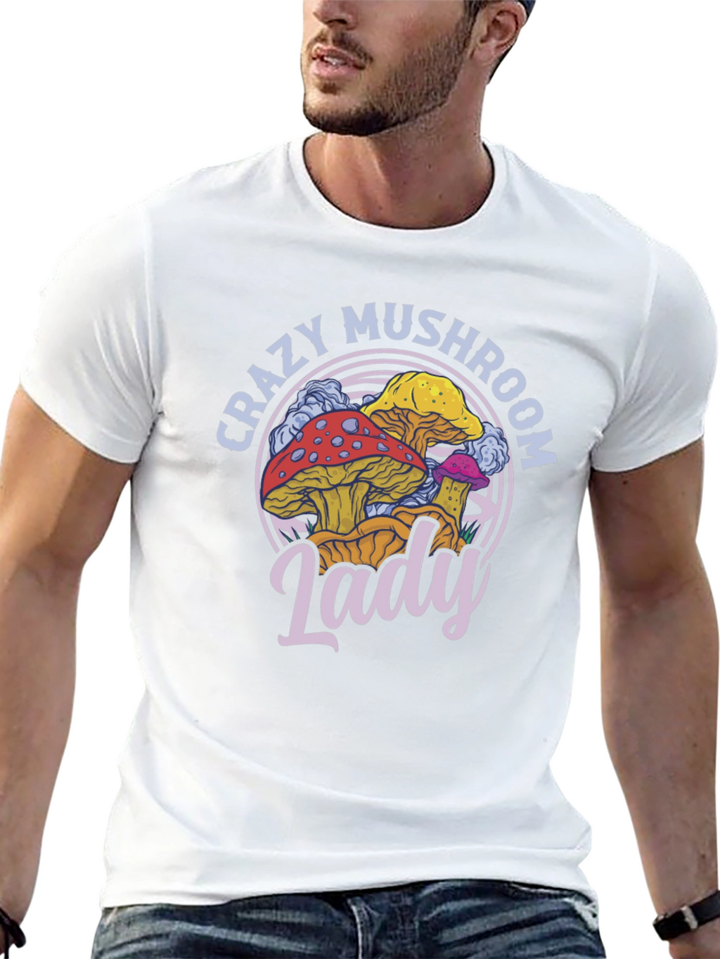 Crazy Mushroom Lady T-Shirt - Fun Graphic Tee