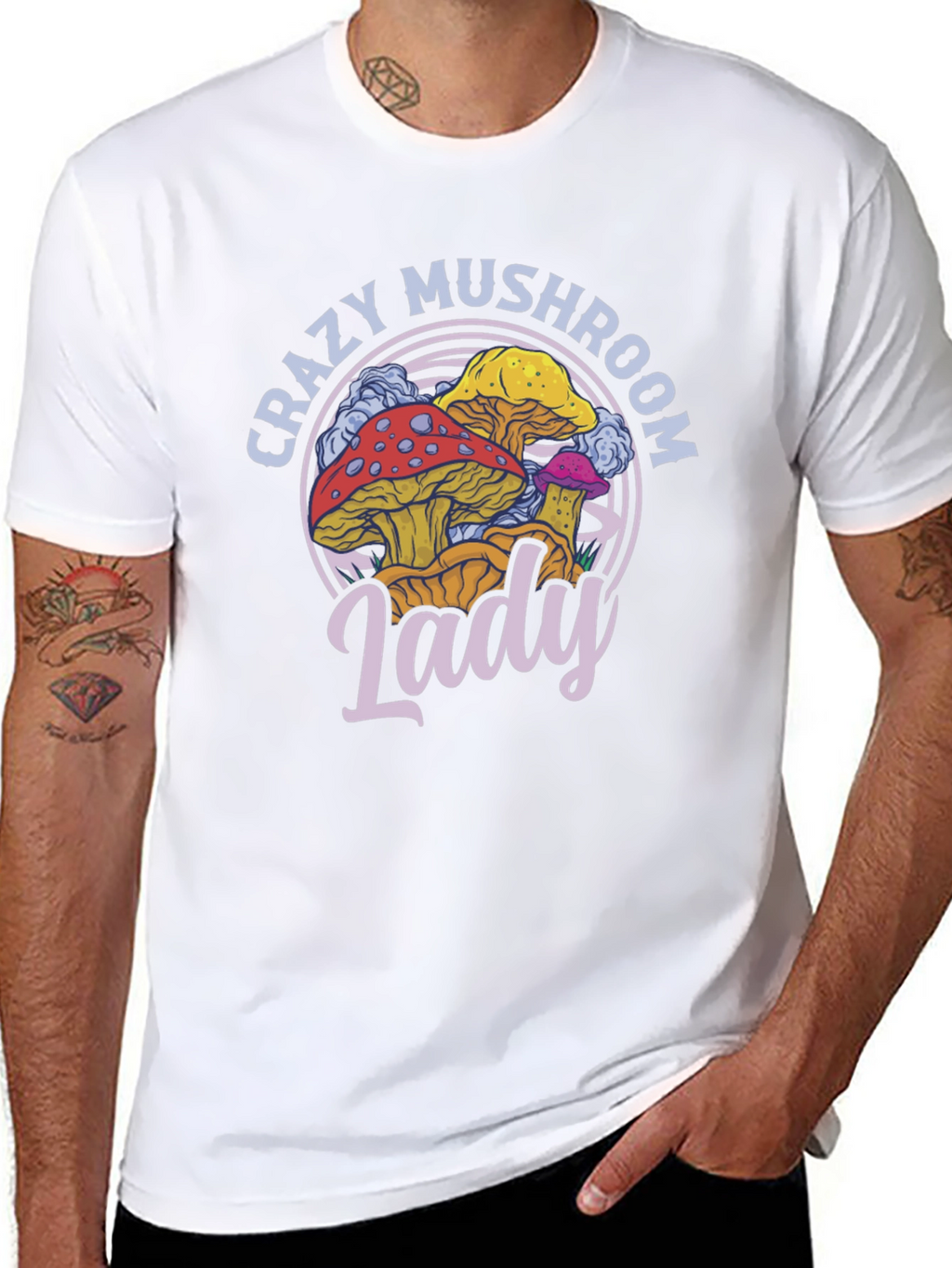 Crazy Mushroom Lady T-Shirt - Fun Graphic Tee