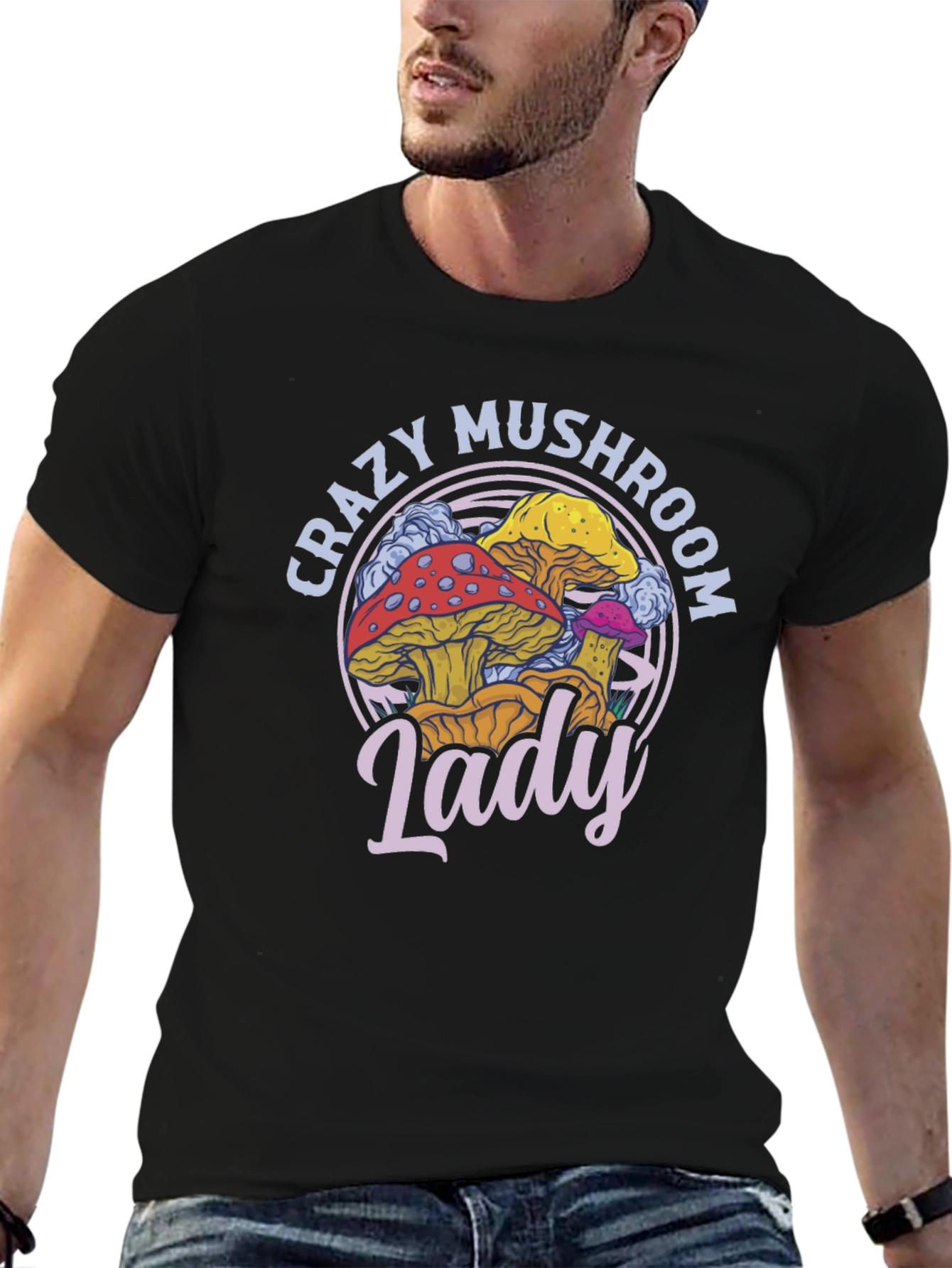 Crazy Mushroom Lady T-Shirt - Fun Graphic Tee