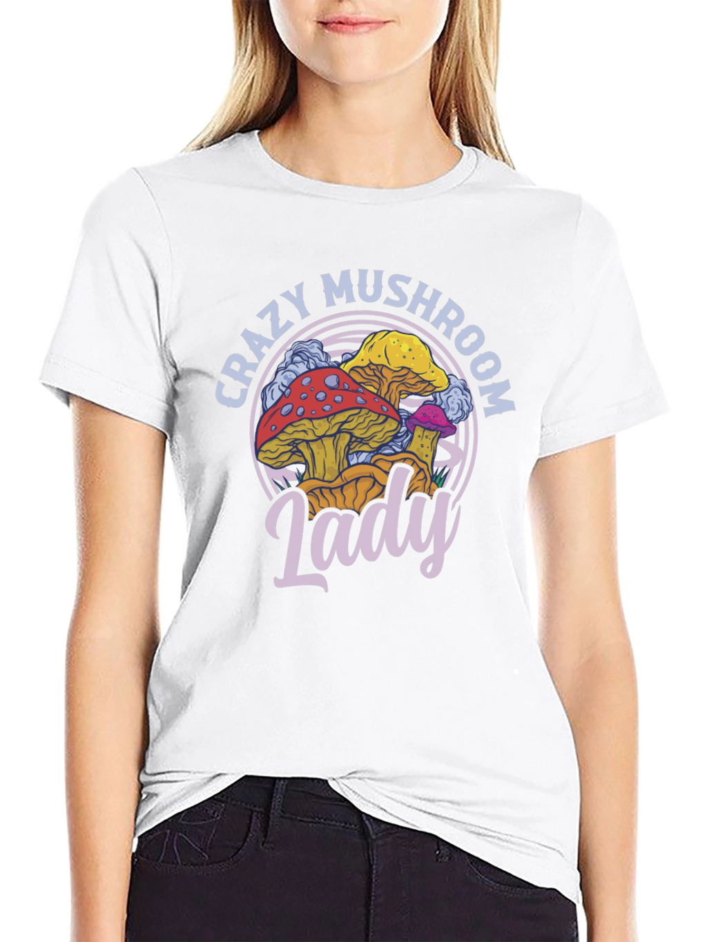 Crazy Mushroom Lady T-Shirt - Fun Graphic Tee