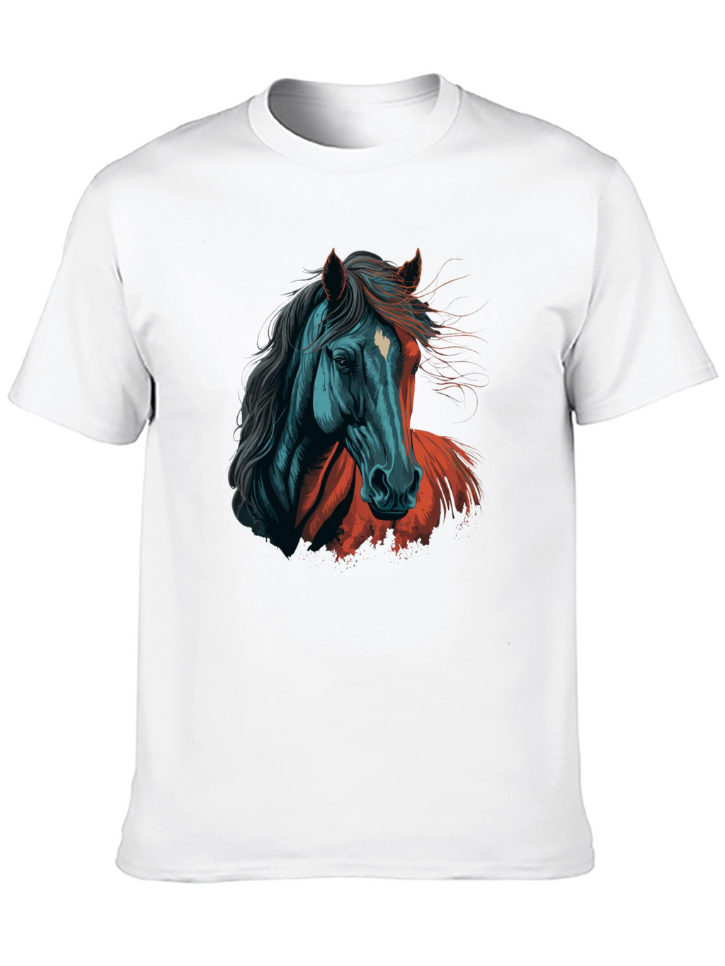 Horse Graphic Tee - Artistic Print Black T-Shirt