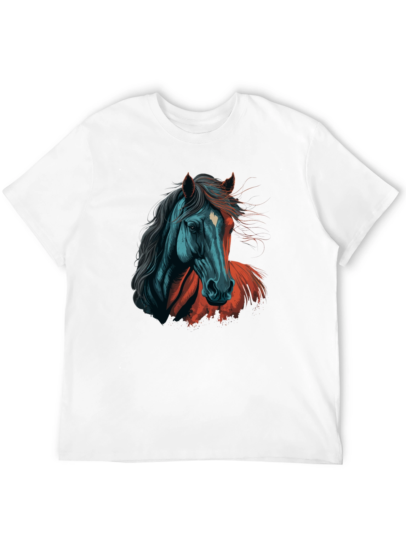 Horse Graphic Tee - Artistic Print Black T-Shirt