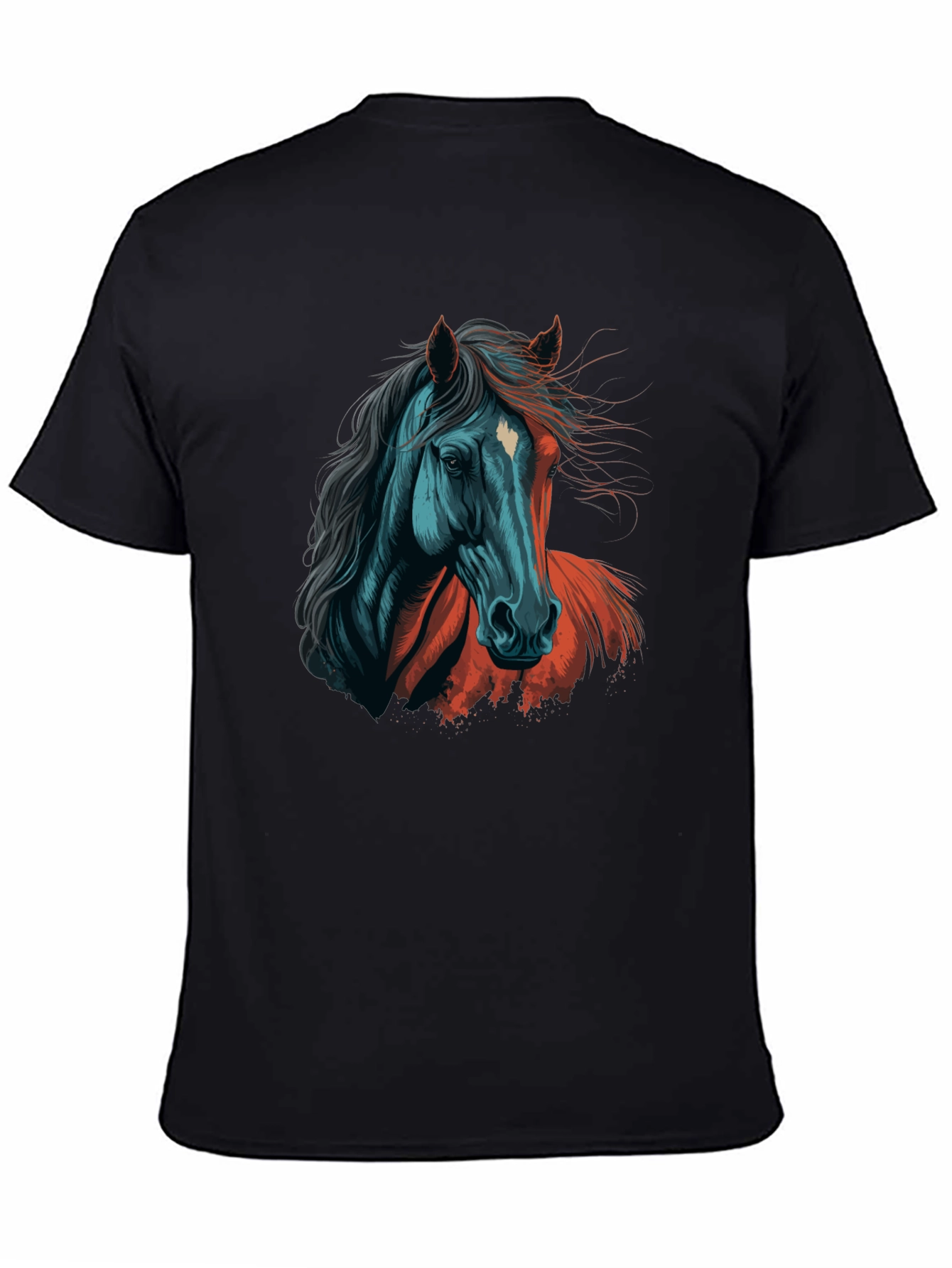 Horse Graphic Tee - Artistic Print Black T-Shirt
