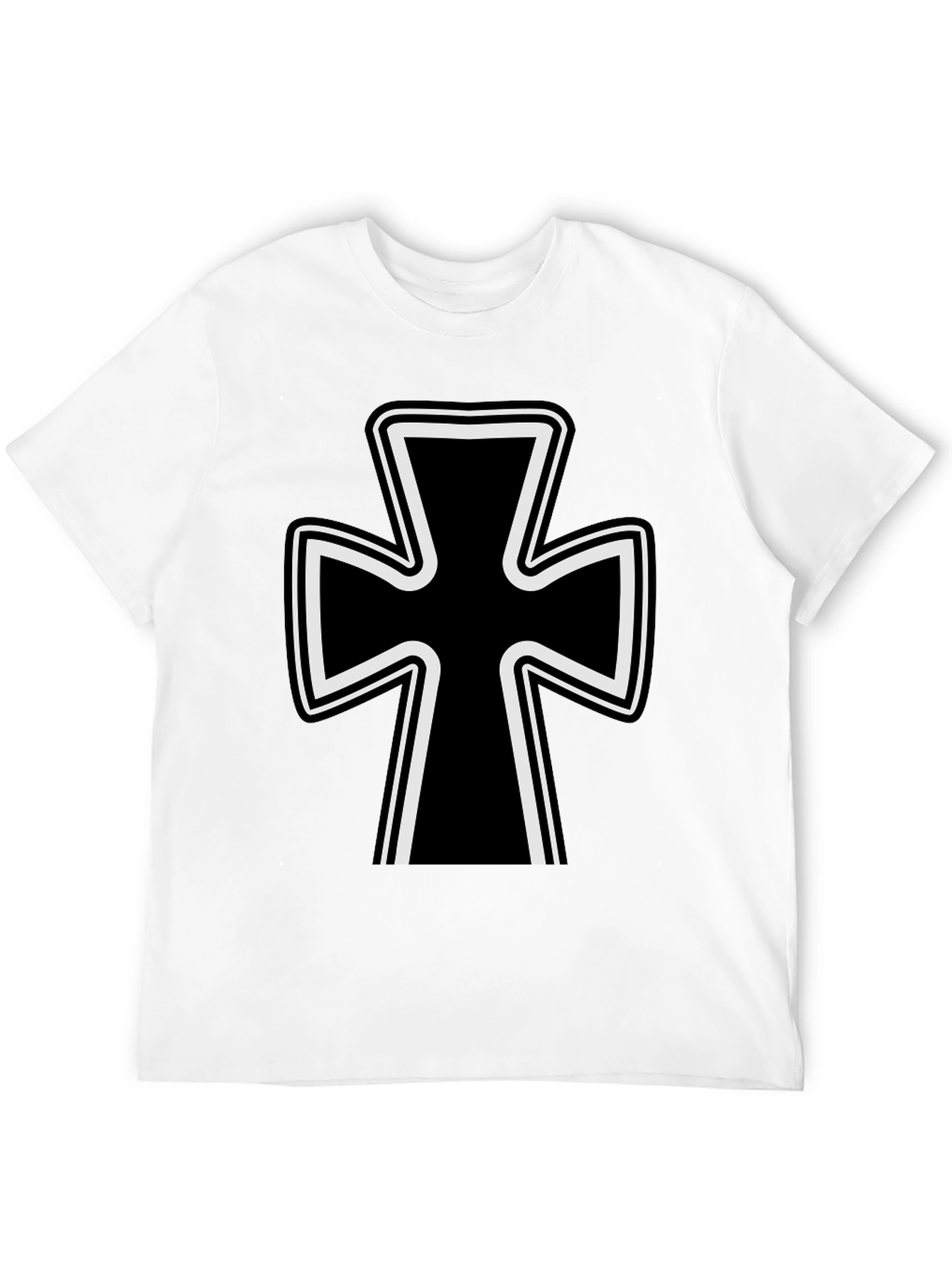 Black T-Shirt with Iron Cross Design