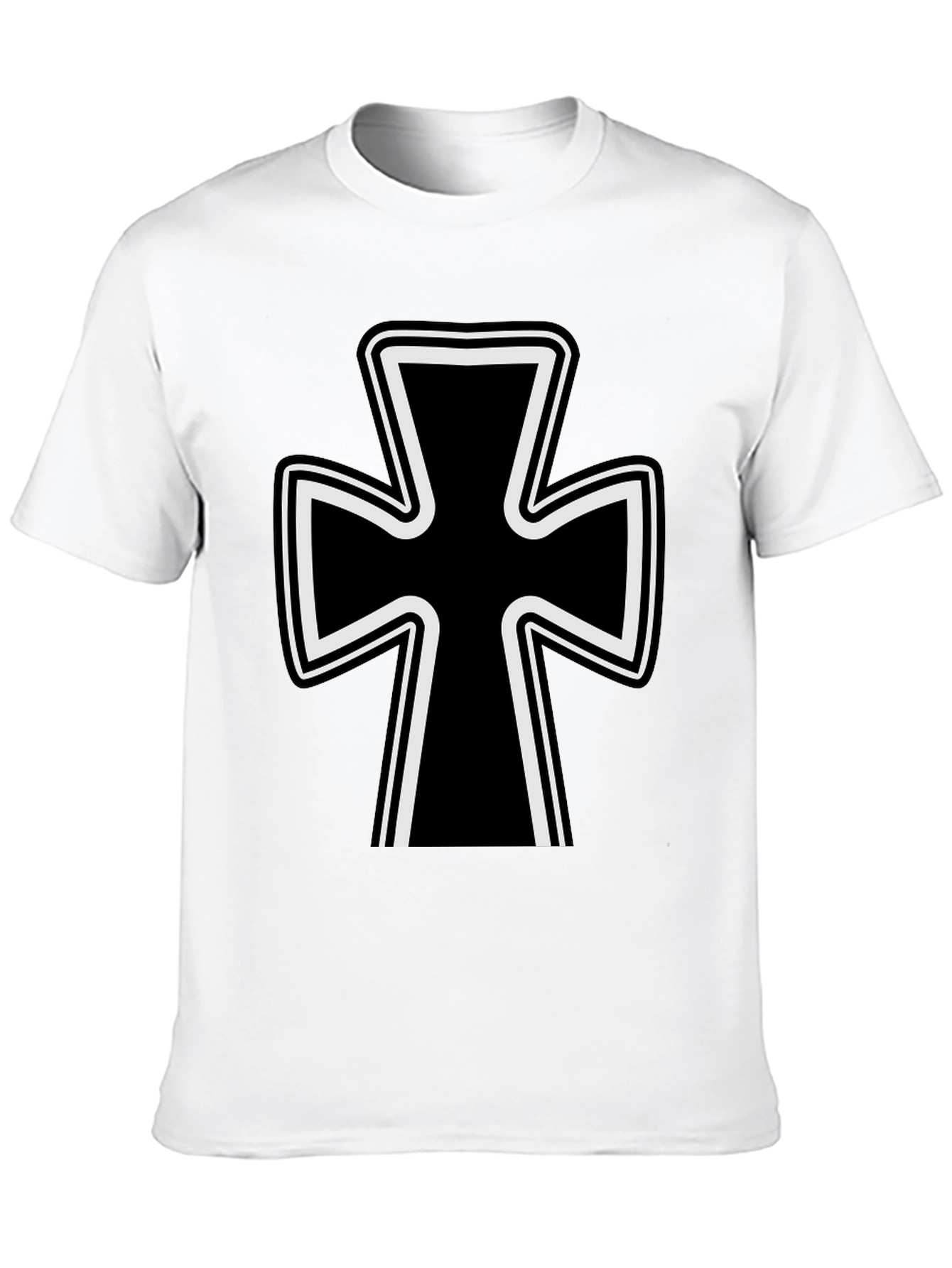 Black T-Shirt with Iron Cross Design