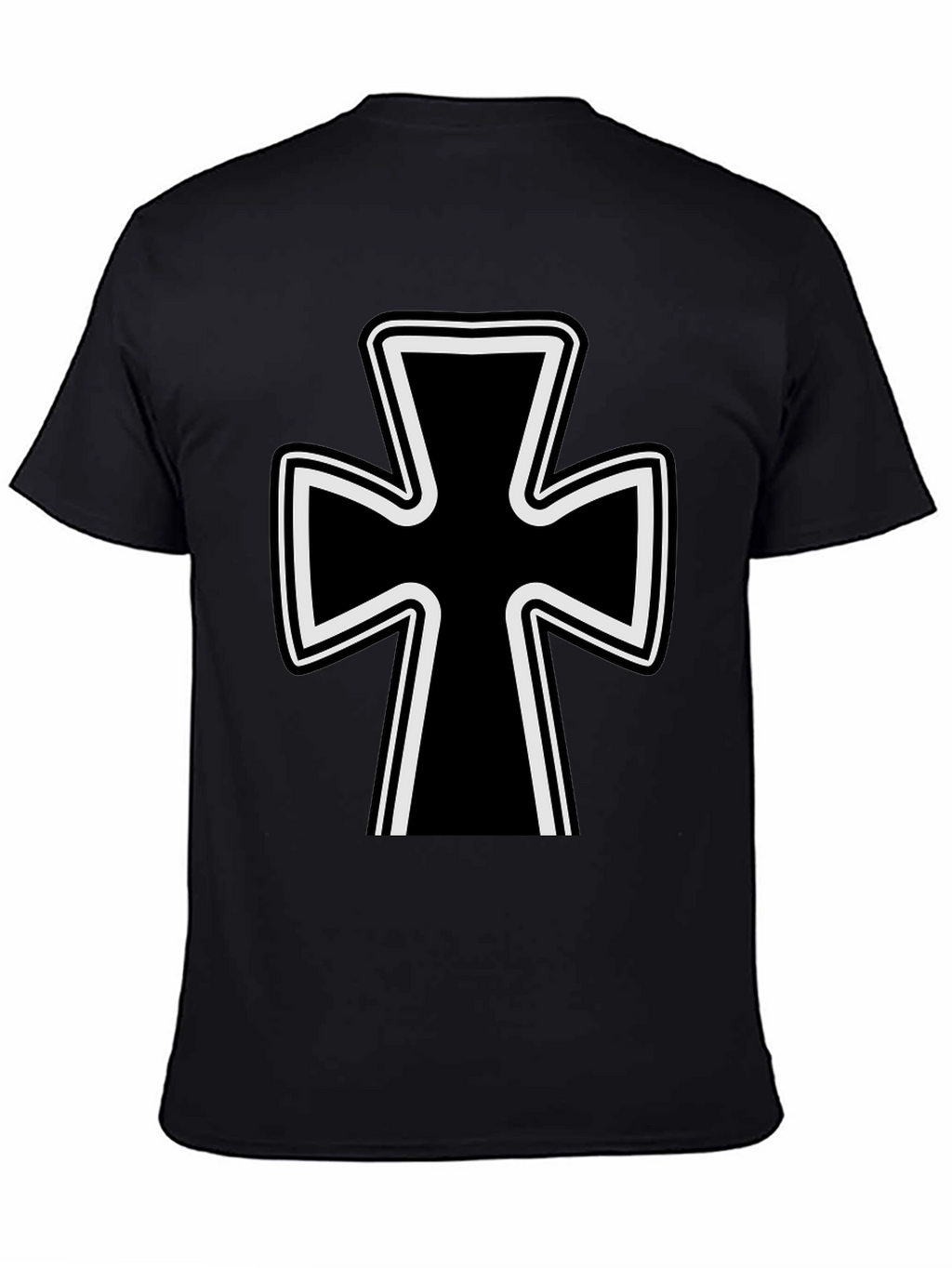 Black T-Shirt with Iron Cross Design